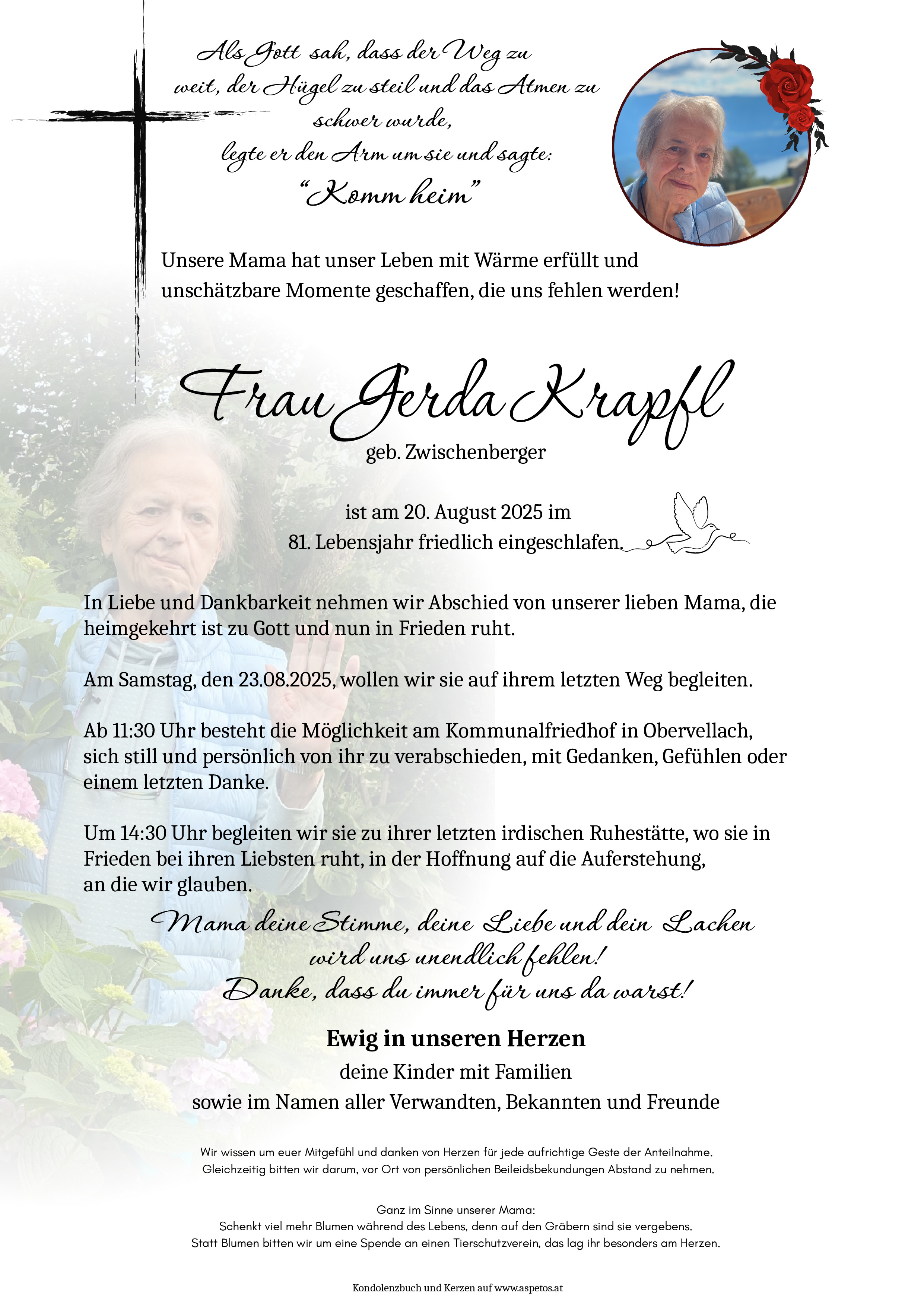 Traueranzeige von Gerda Krapfl