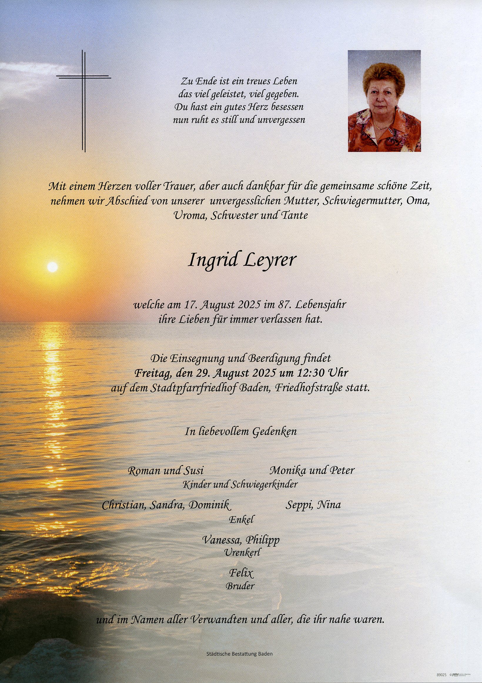 Traueranzeige von Ingrid Leyrer