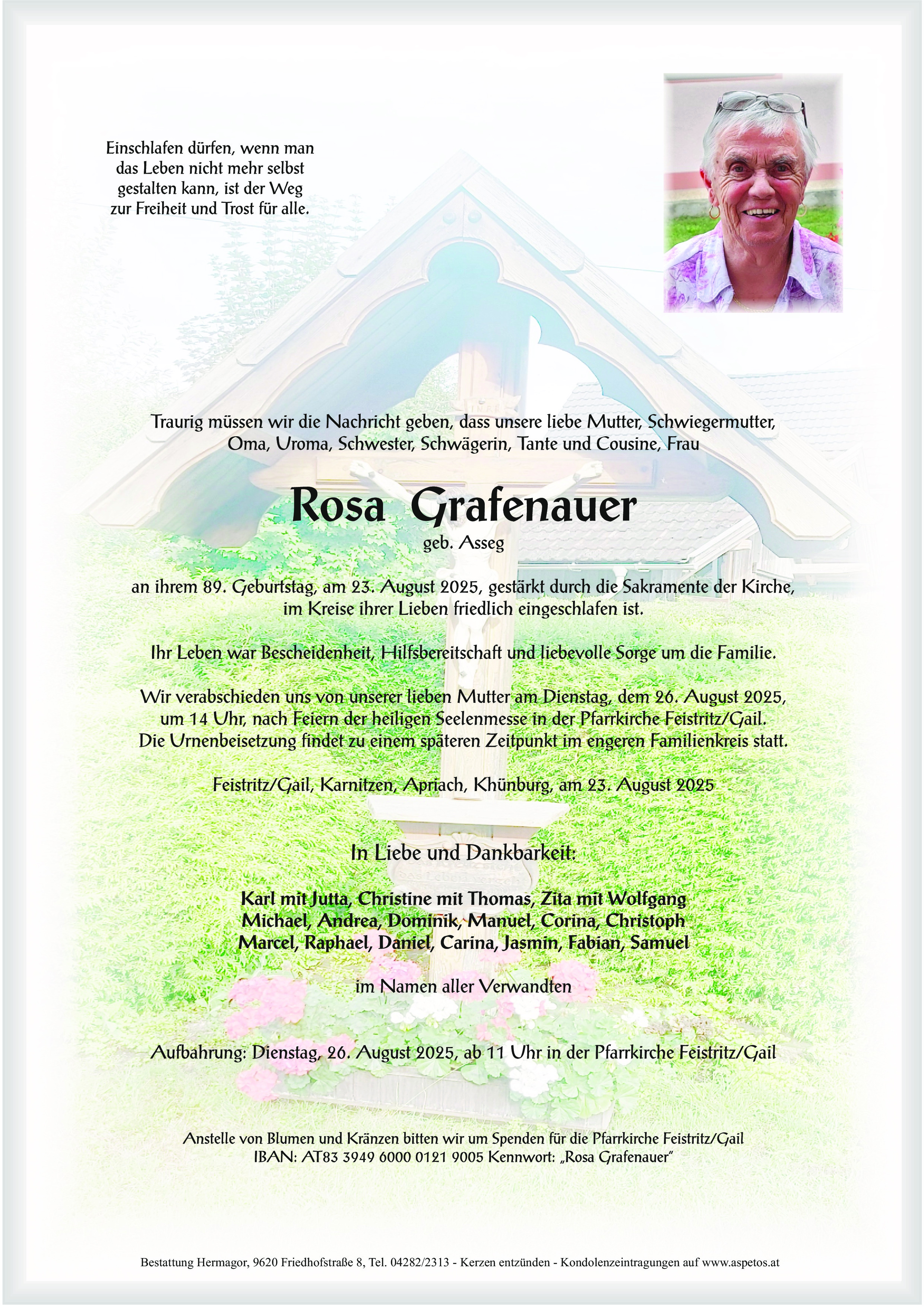Traueranzeige von Rosa Grafenauer