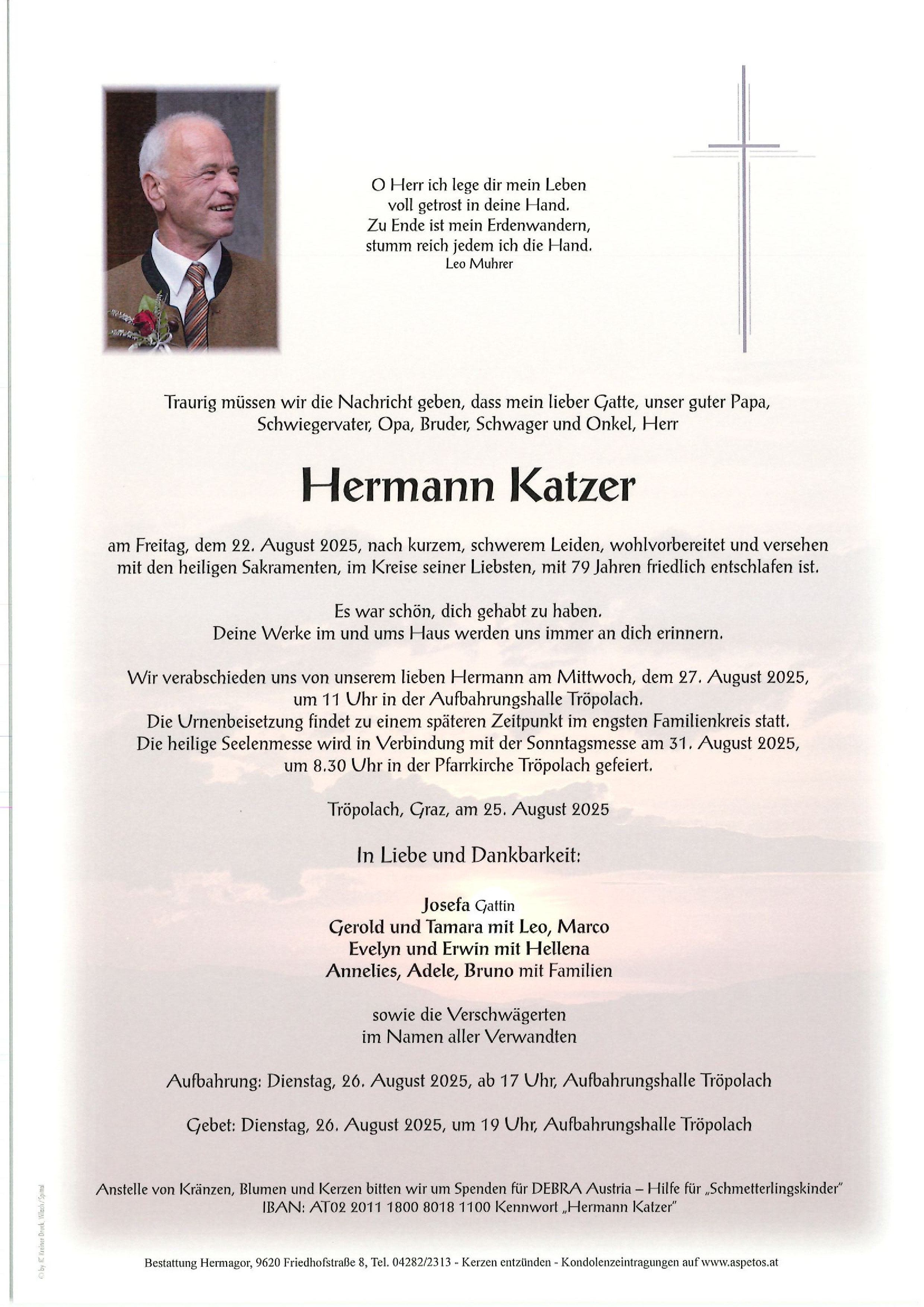 Traueranzeige von Hermann Katzer