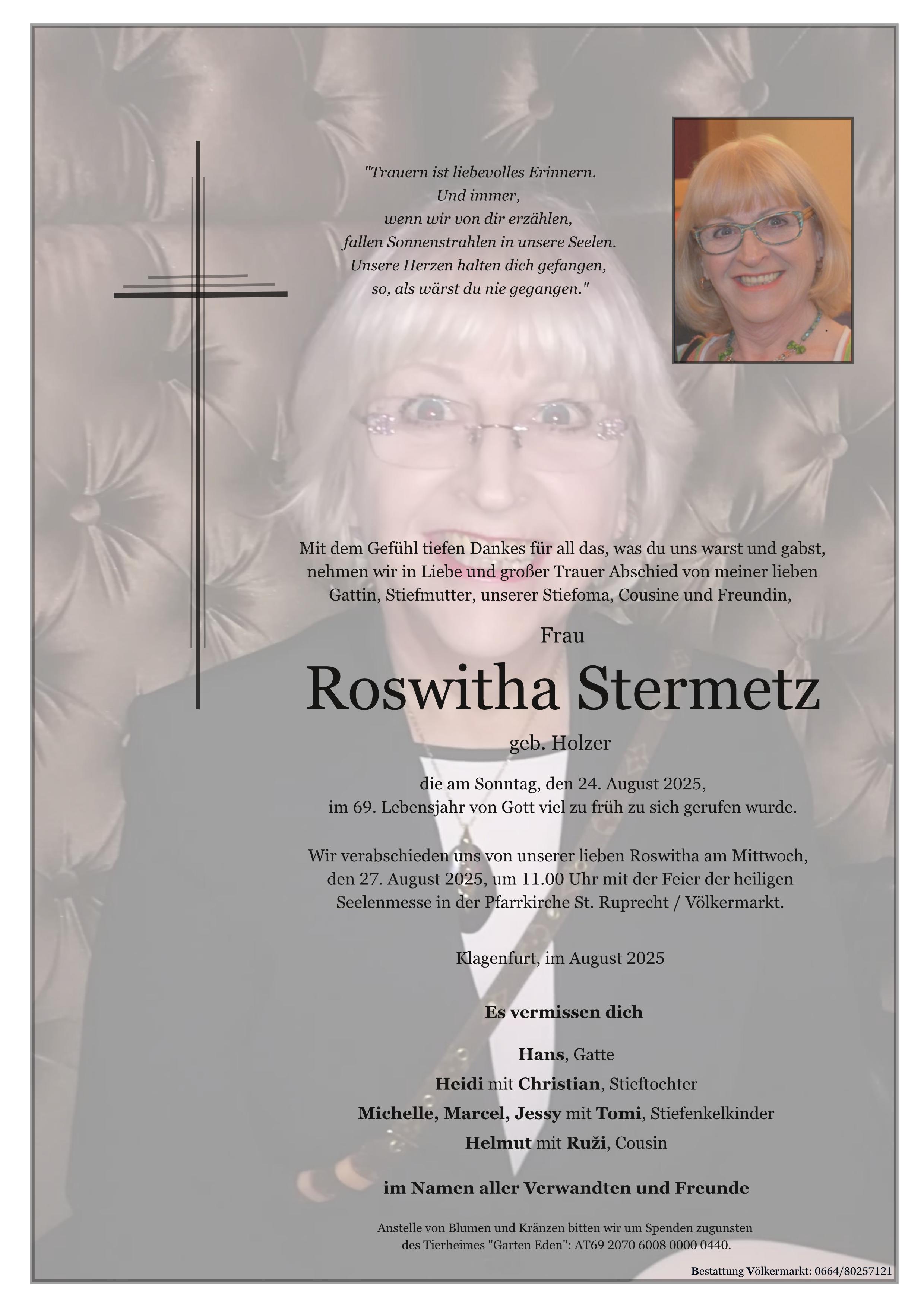 Traueranzeige von Roswitha Stermetz