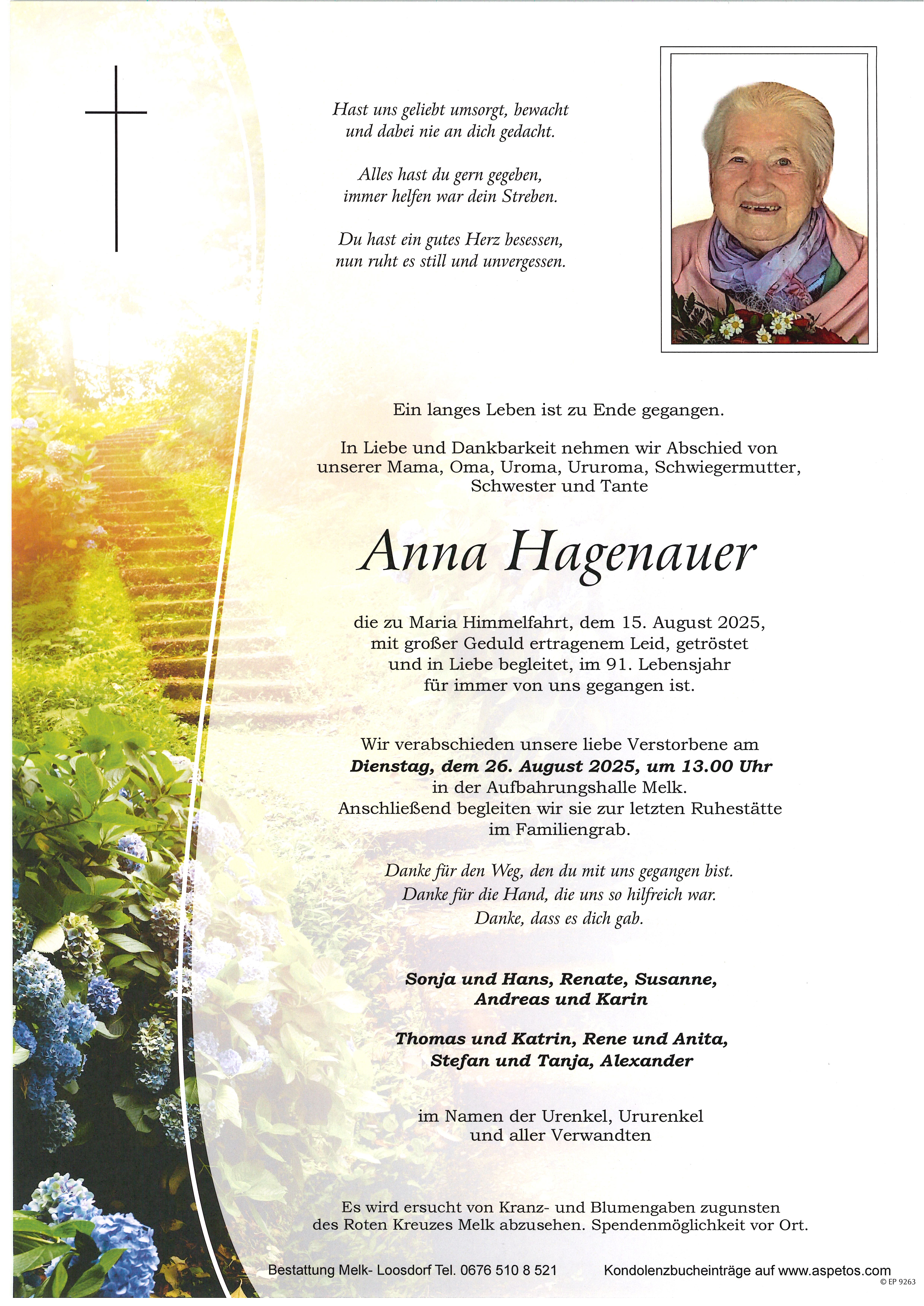 Traueranzeige von Anna Hagenauer