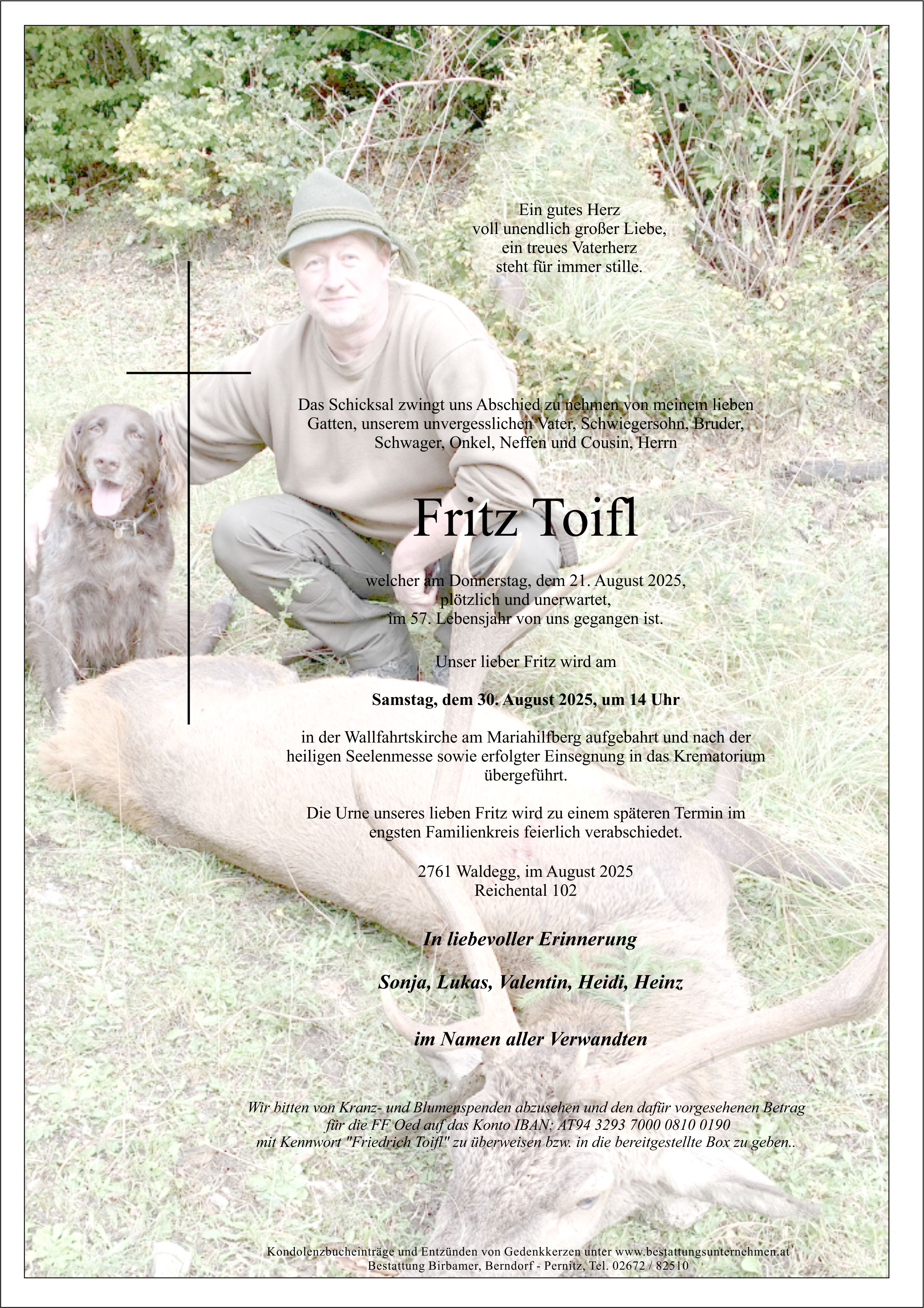 Traueranzeige von Fritz Toifl