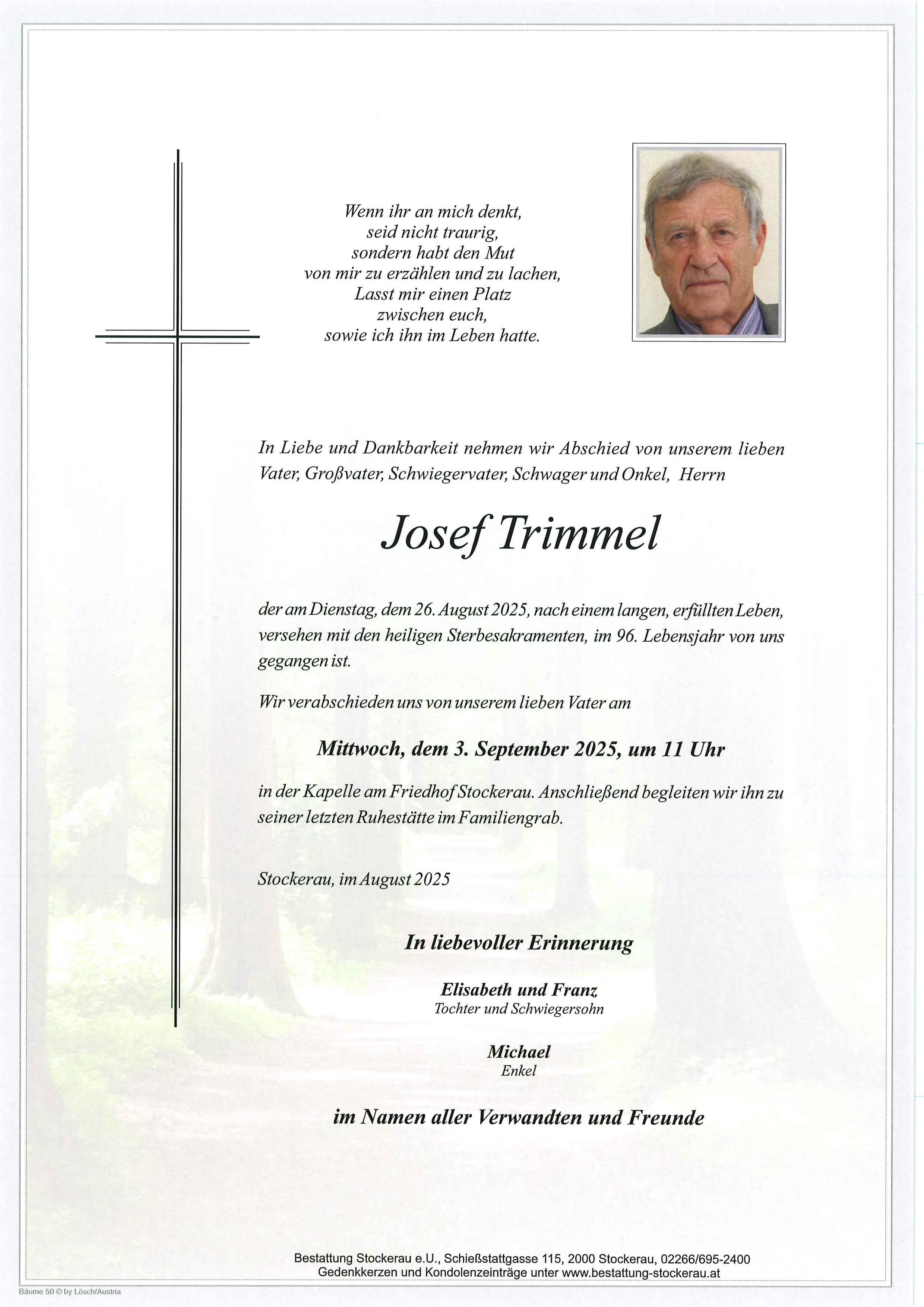 Traueranzeige von Josef Trimmel