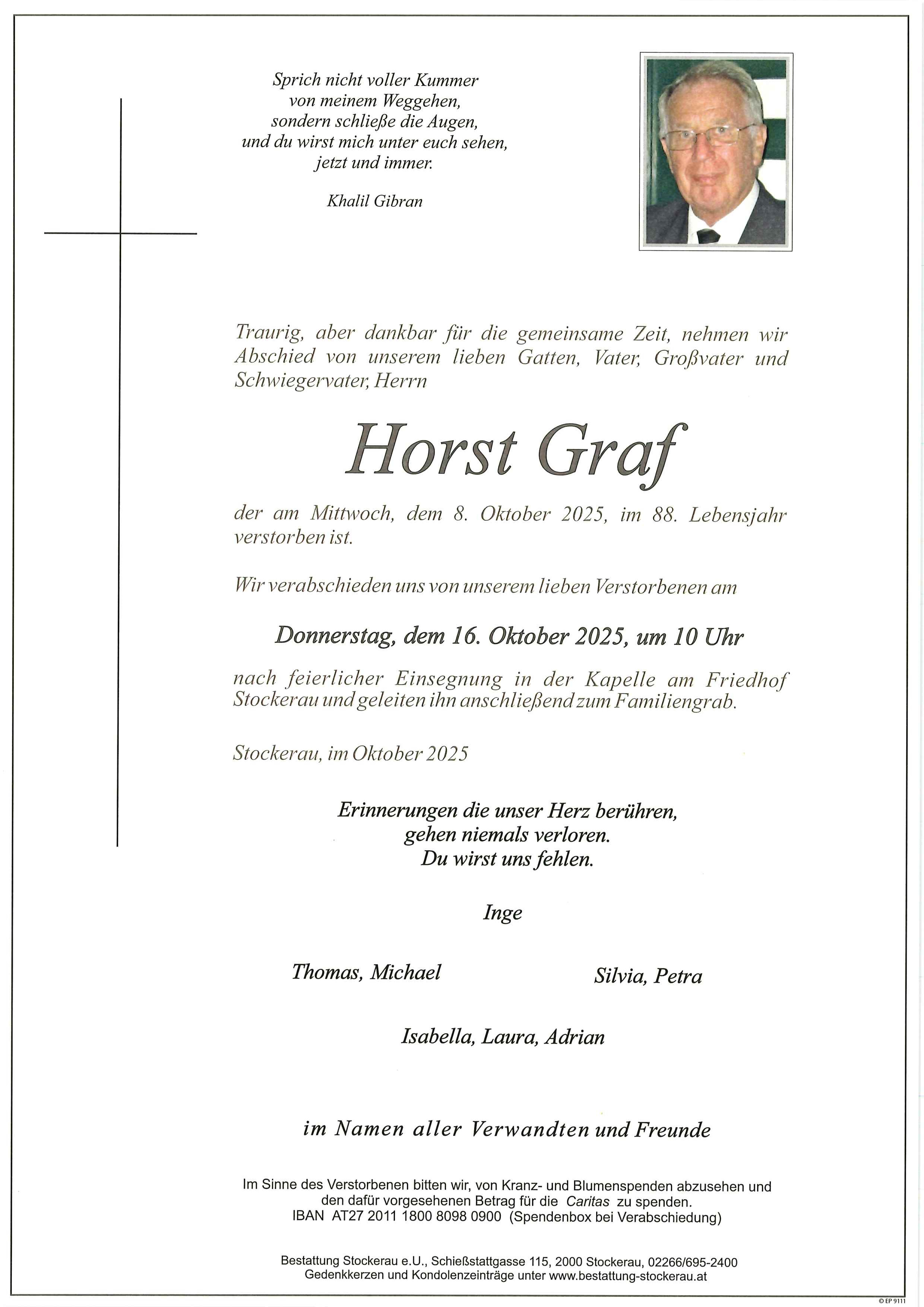 Traueranzeige von Horst Graf
