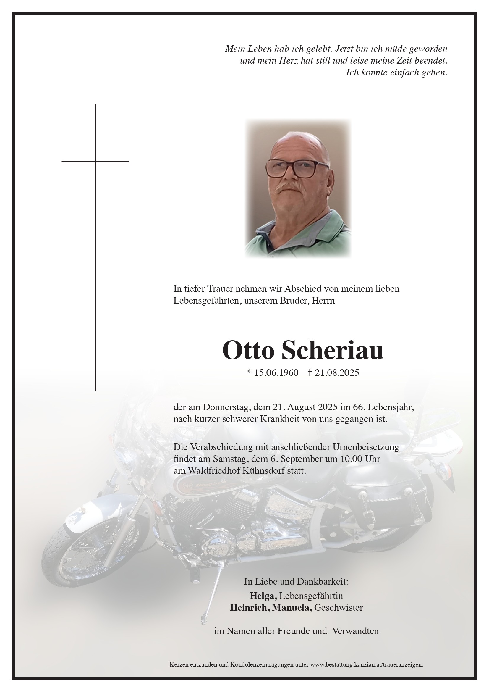 Traueranzeige von Otto Scheriau