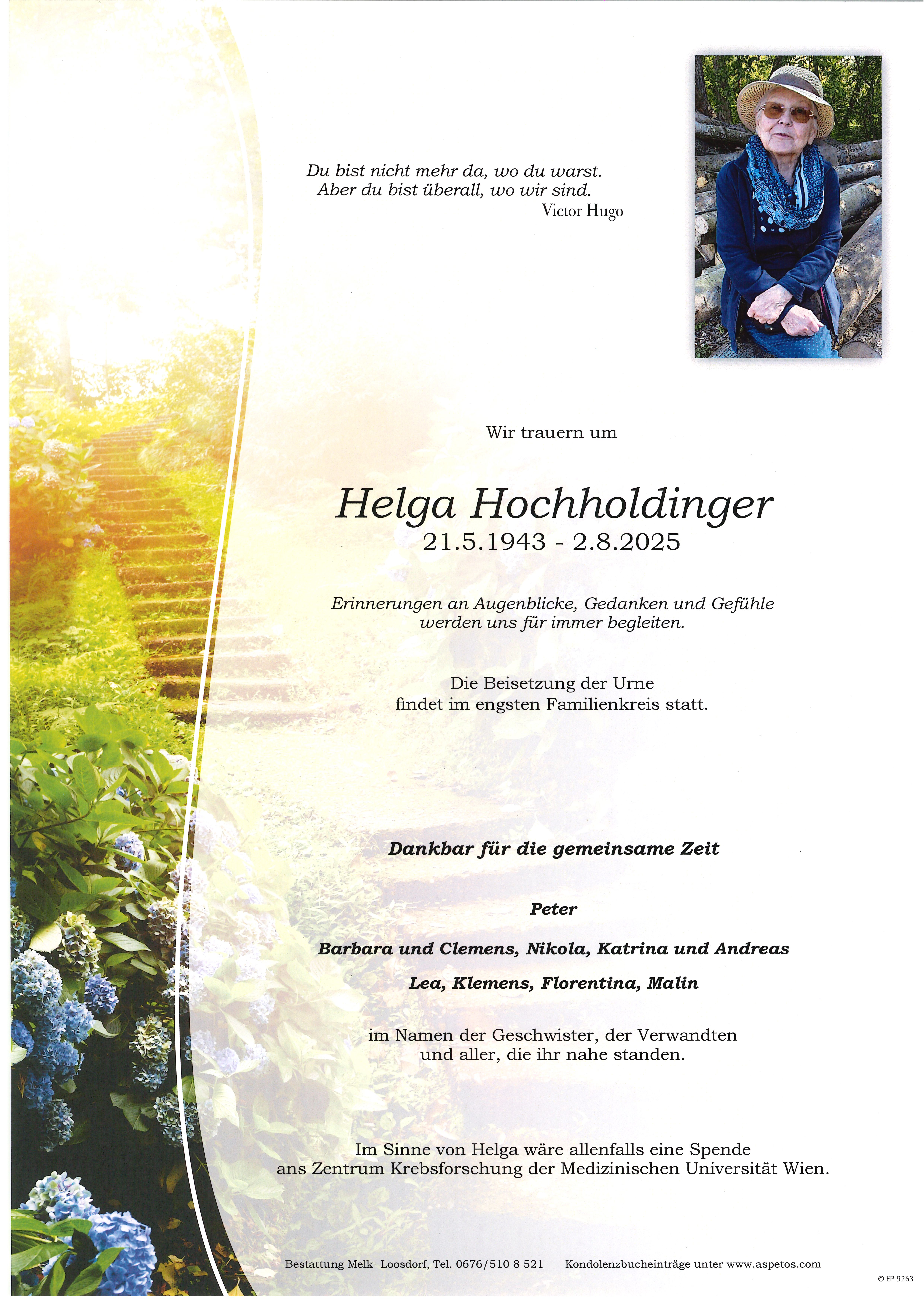 Traueranzeige von Helga Hochholdinger