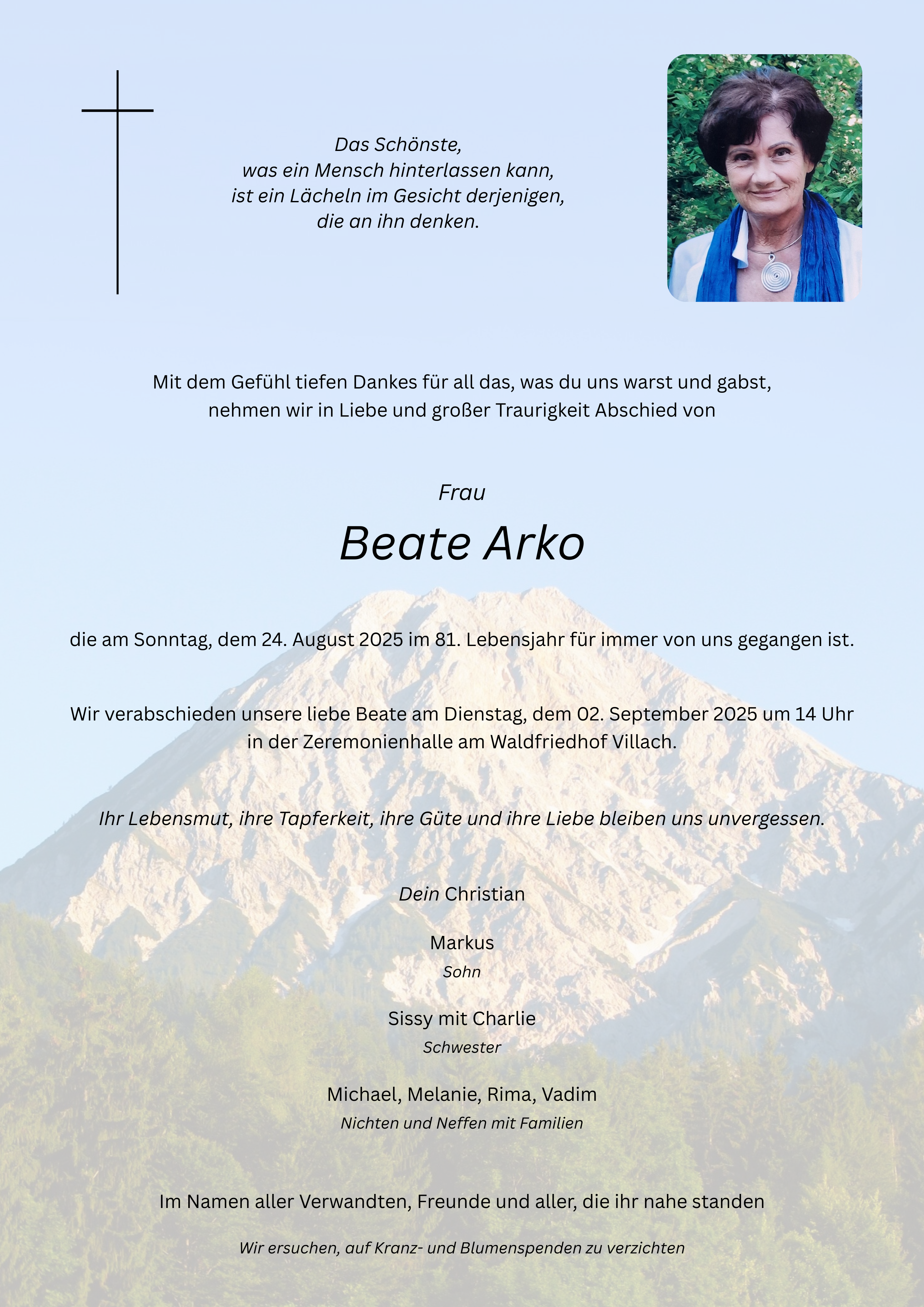 Traueranzeige von Beate Arko