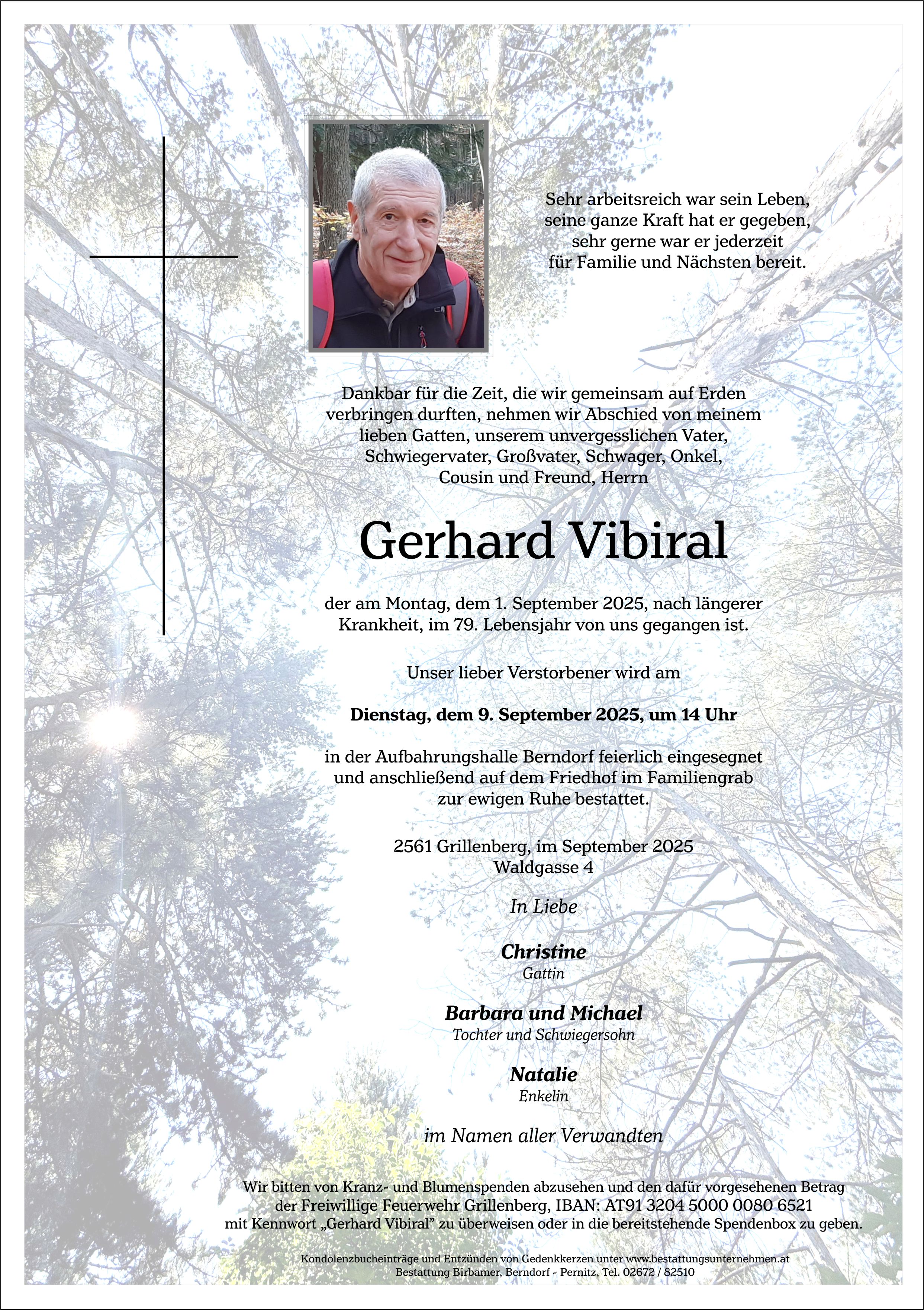 Traueranzeige von Gerhard Vibiral