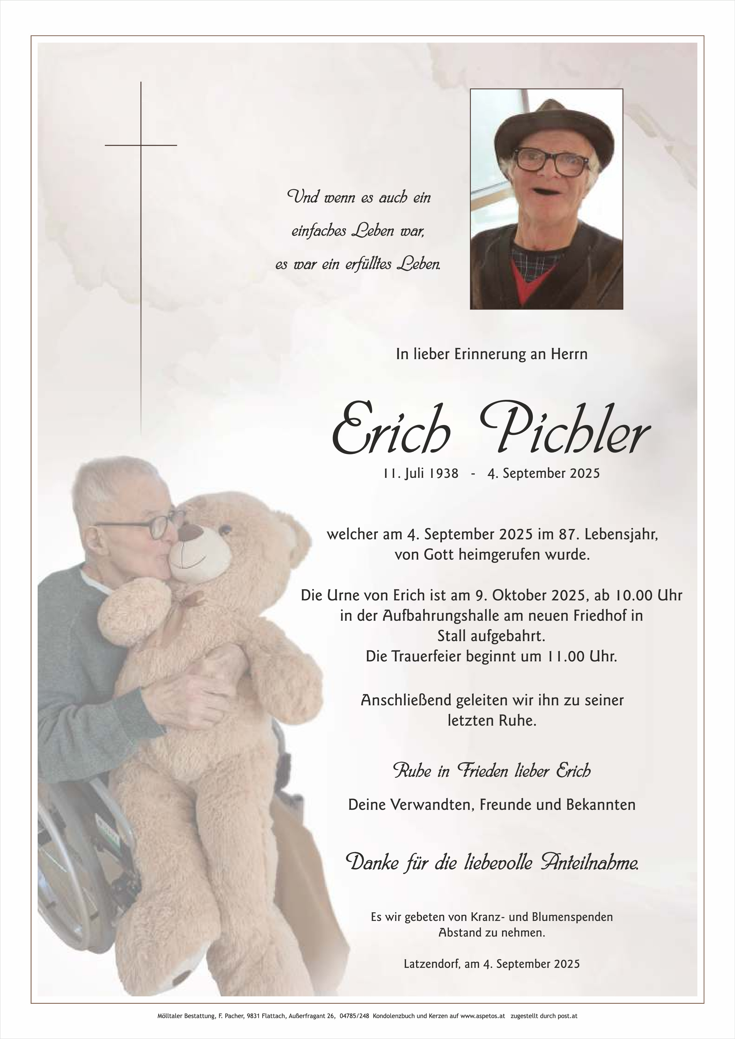 Traueranzeige von Erich Pichler