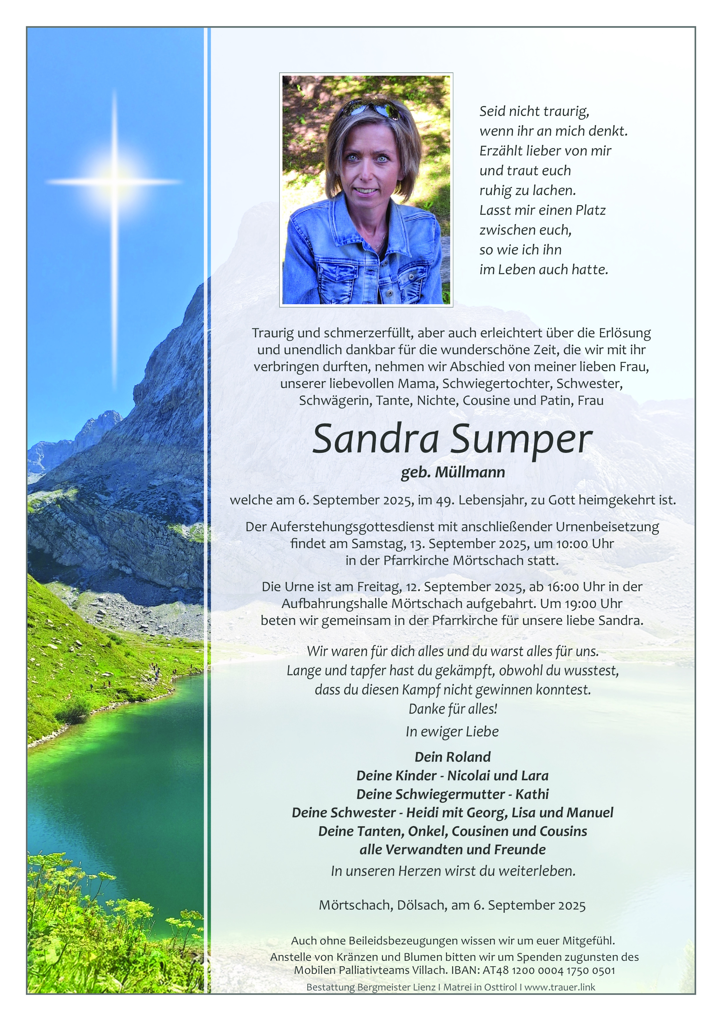 Traueranzeige von Sandra Sumper