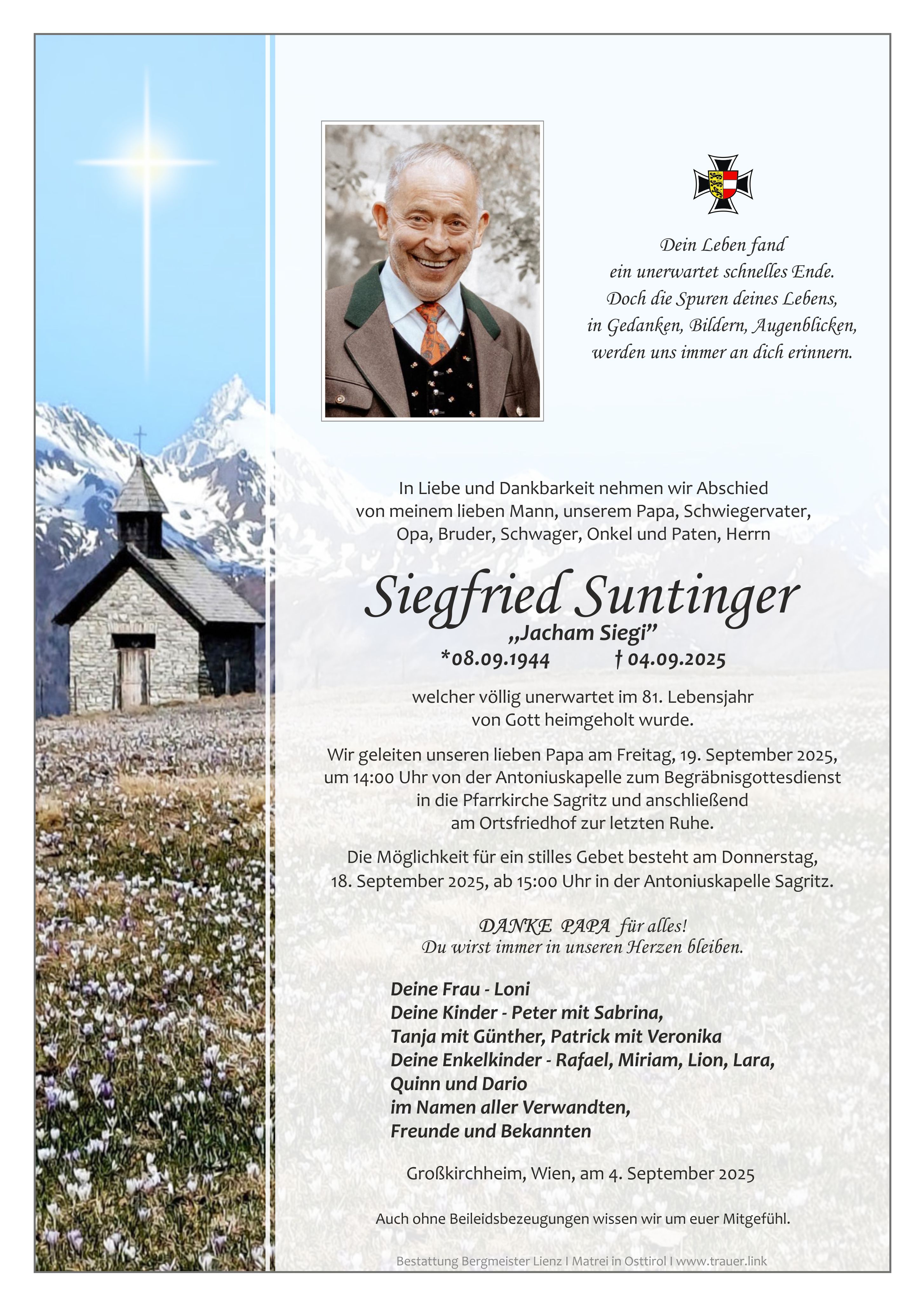 Traueranzeige von Siegfried Suntinger