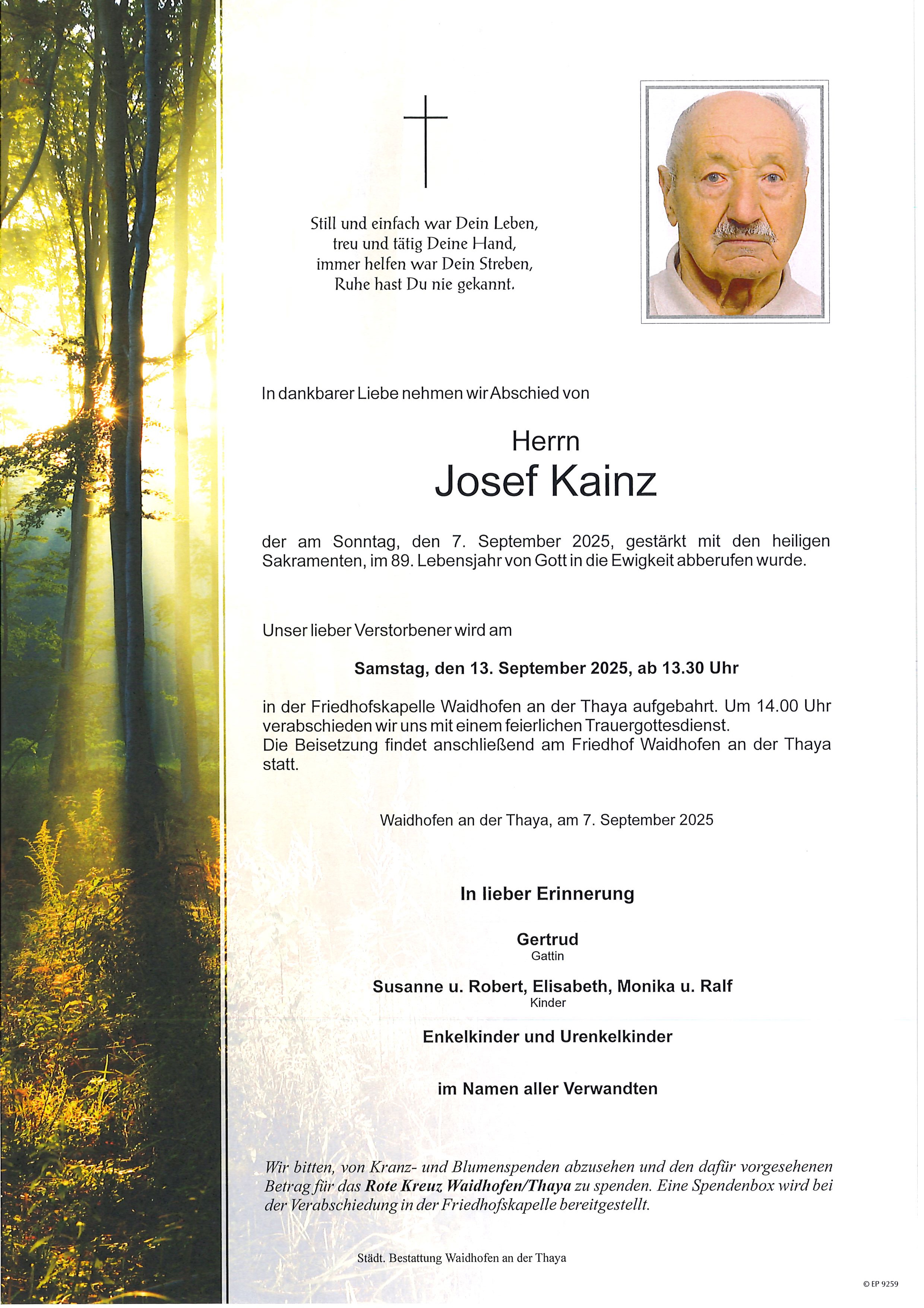 Traueranzeige von Josef Kainz
