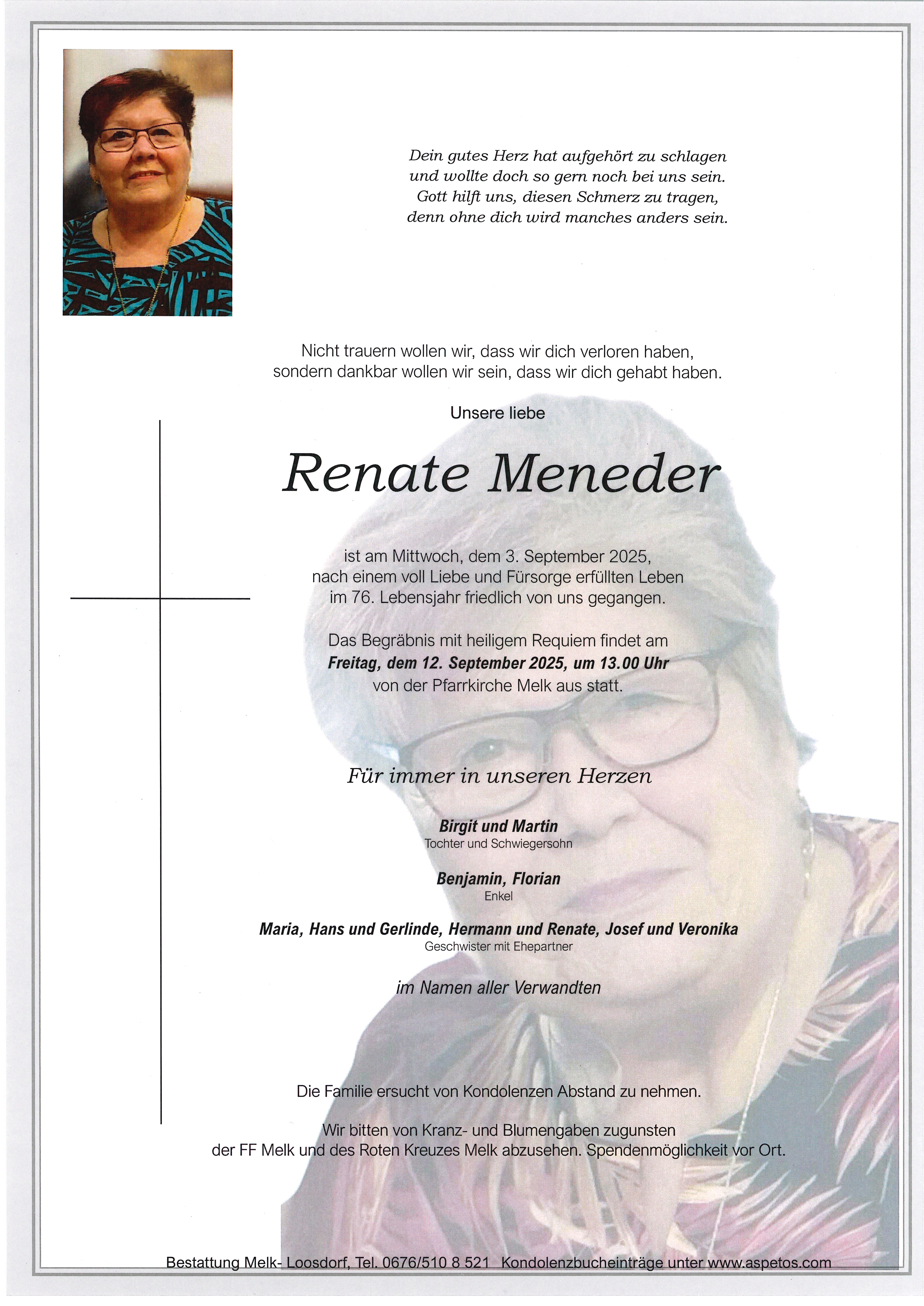 Traueranzeige von Renate Meneder