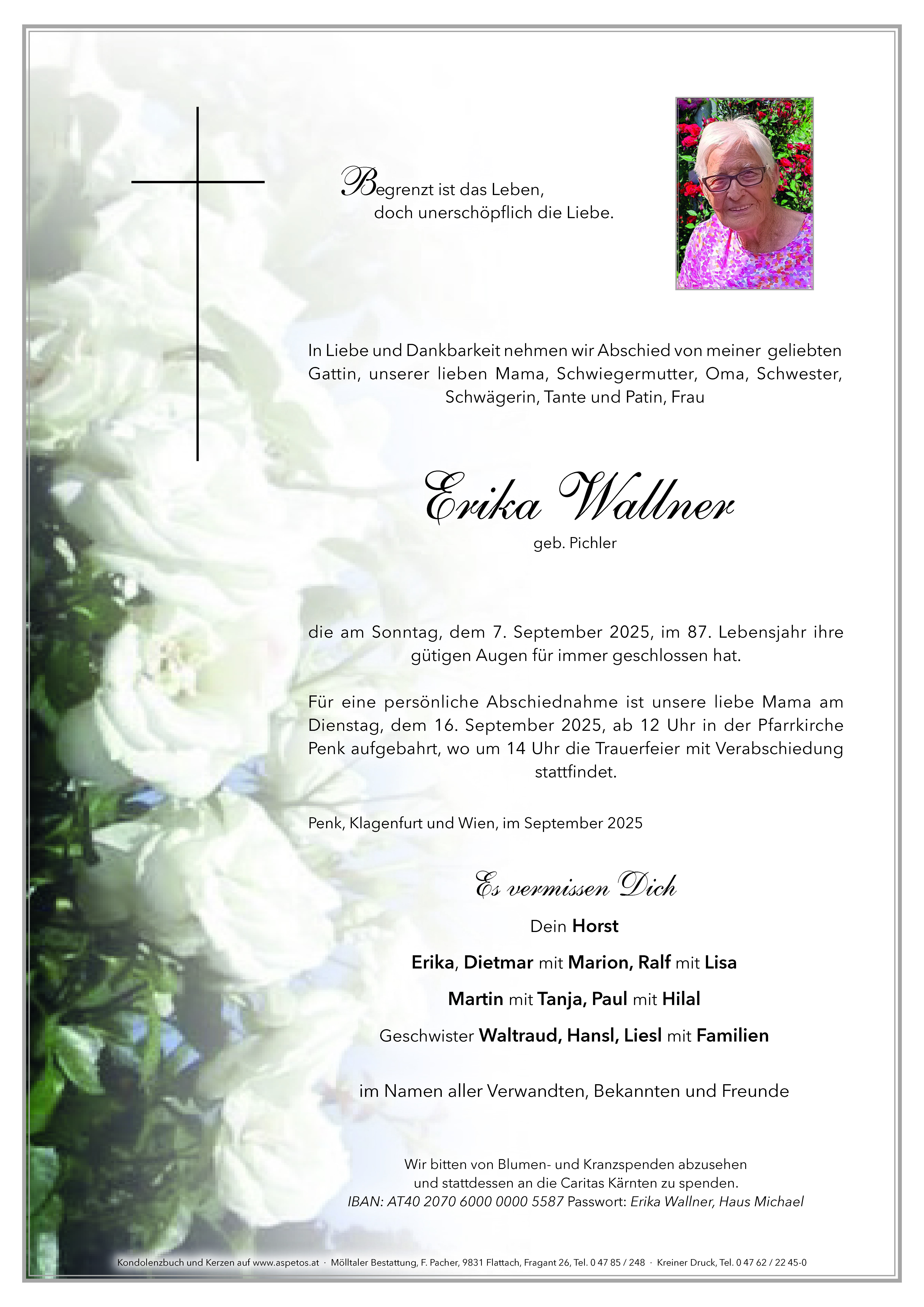Traueranzeige von Erika Wallner