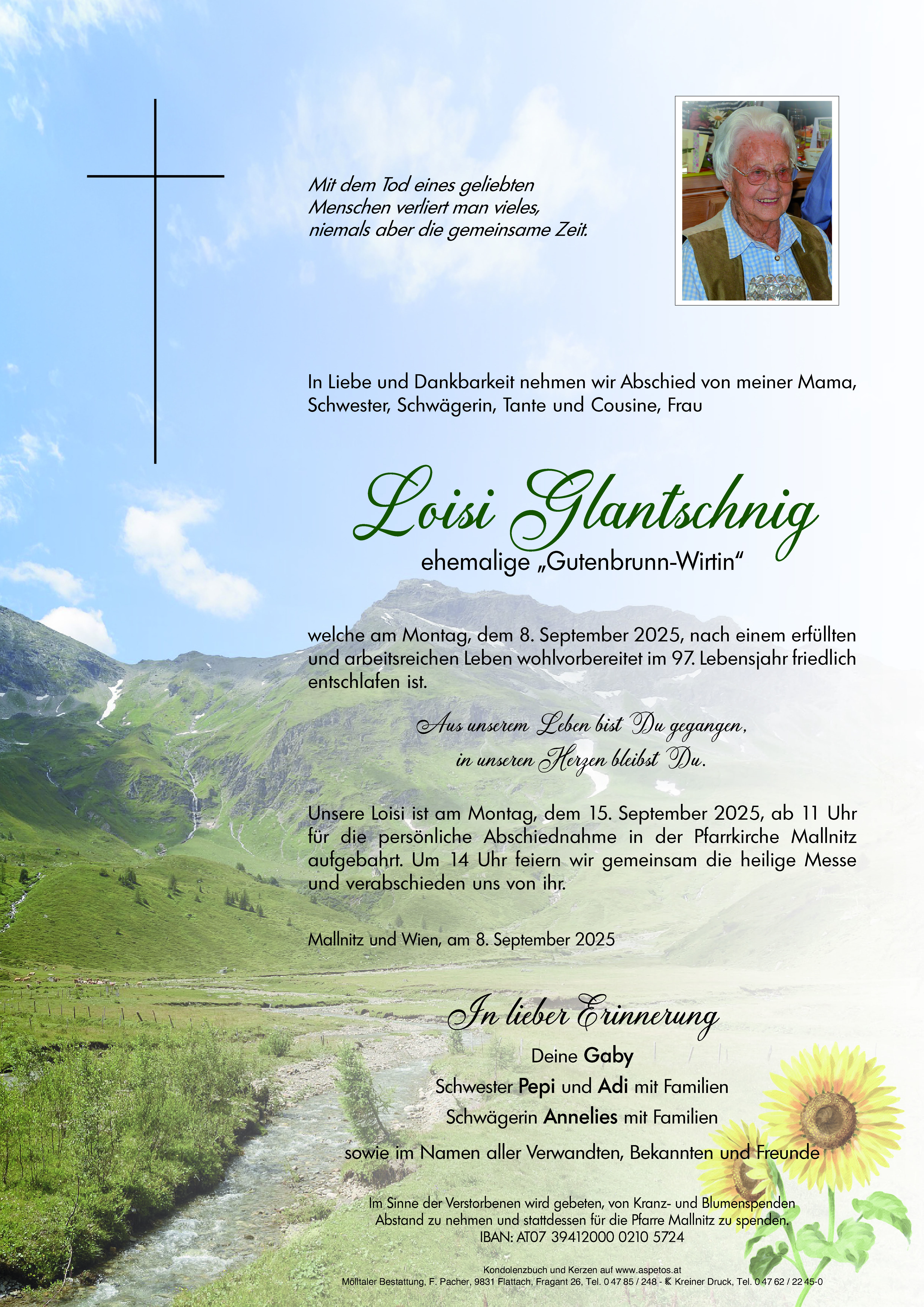 Traueranzeige von Aloisia Glantschnig