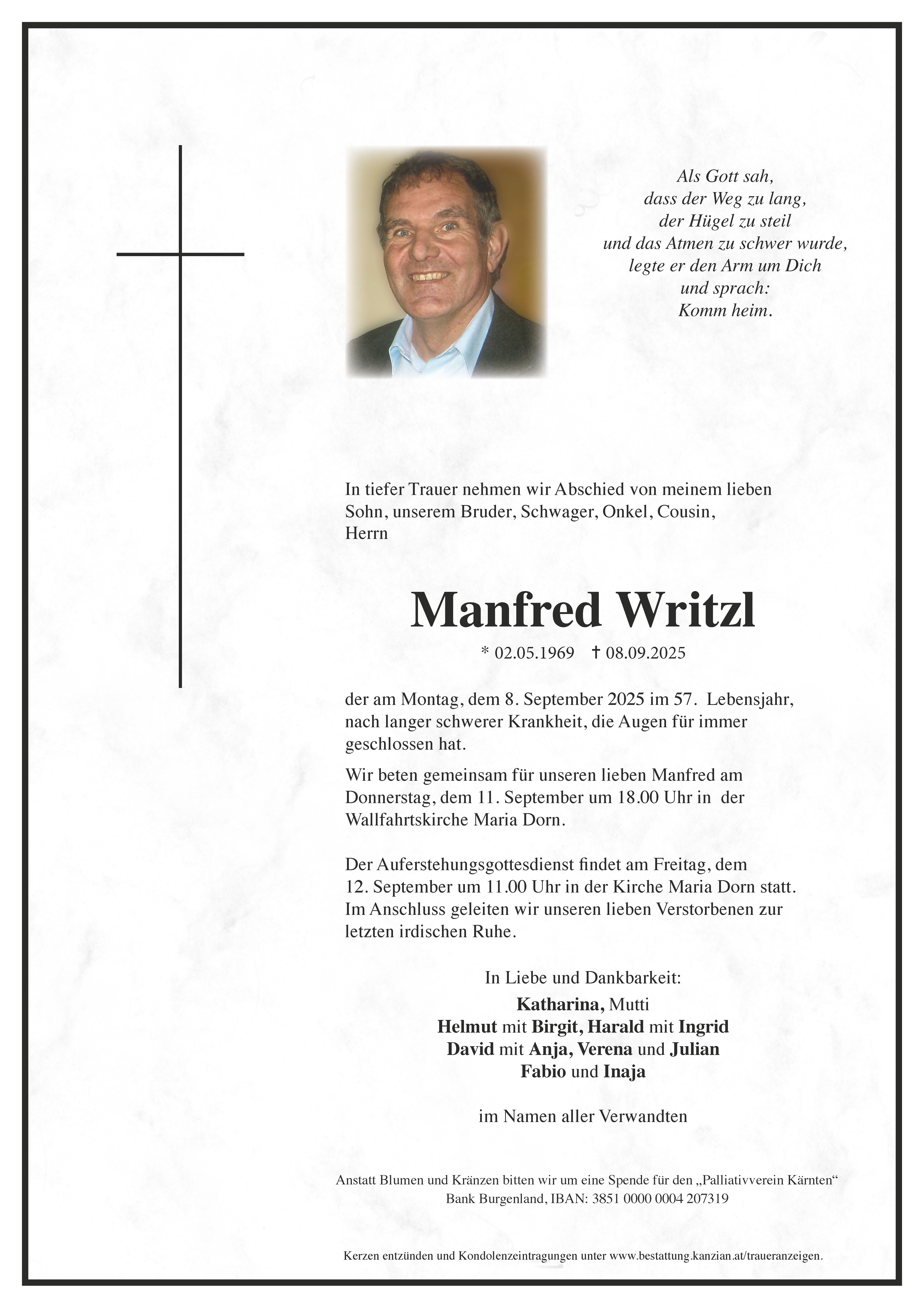 Traueranzeige von Manfred Writzl
