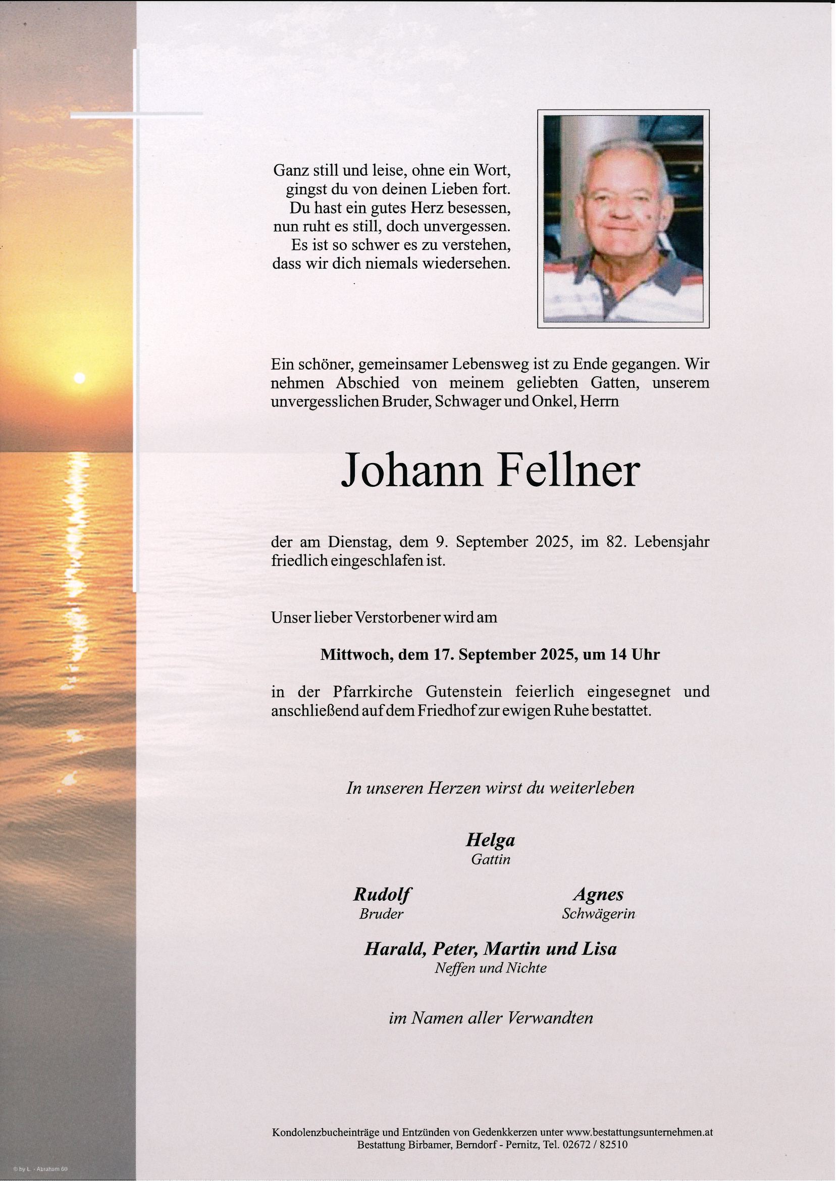 Traueranzeige von Johann Fellner