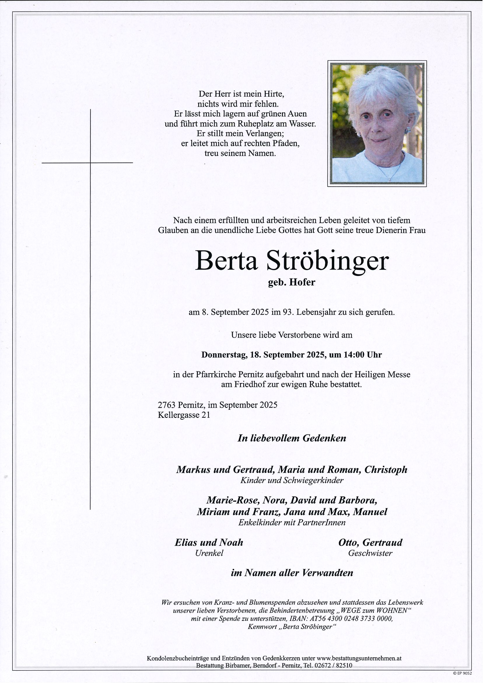 Traueranzeige von Berta Ströbinger