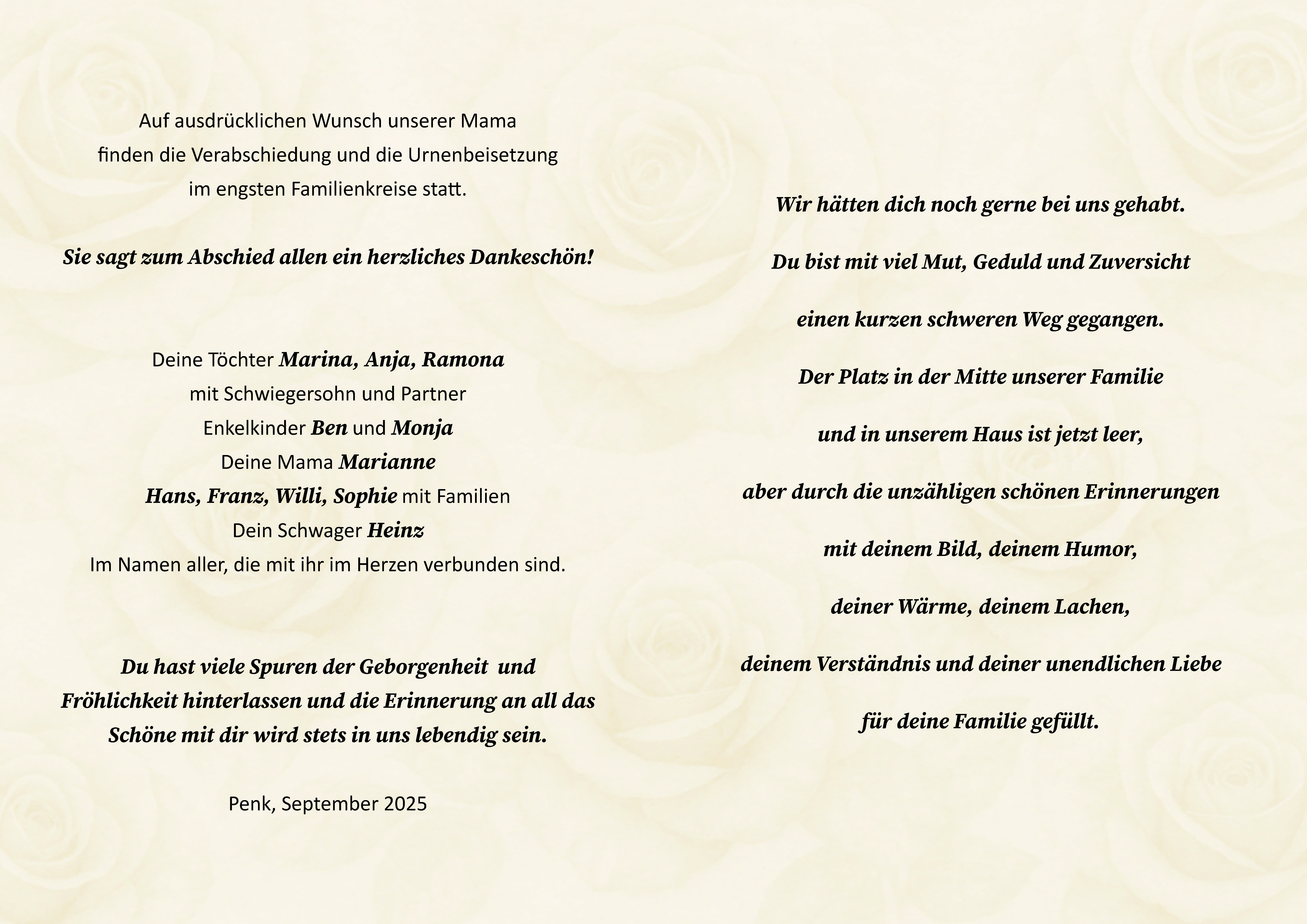 Traueranzeige von Aurelia Pekastnig