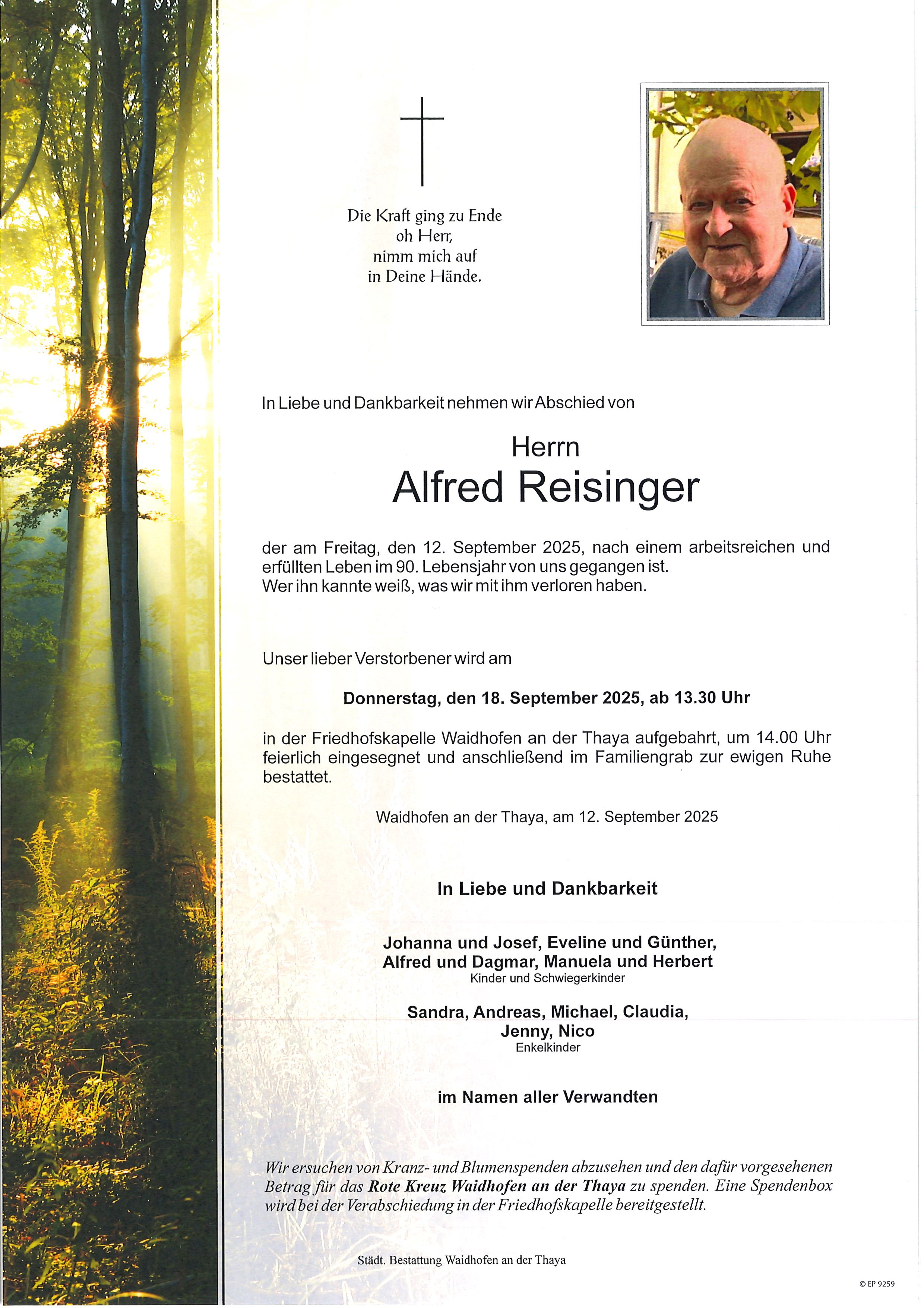 Traueranzeige von Alfred Reisinger