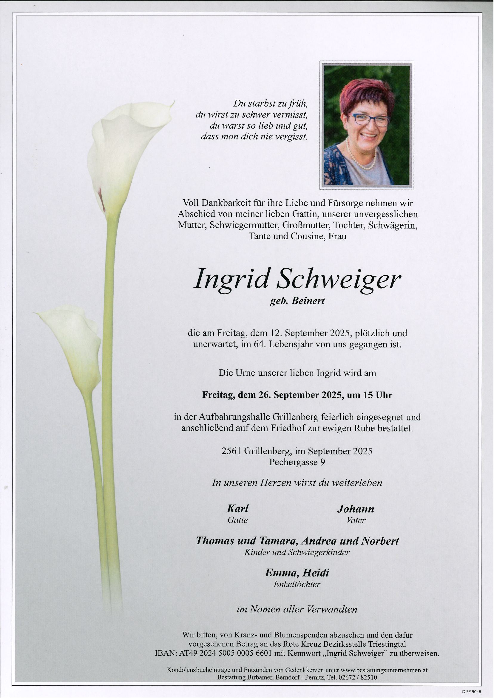 Traueranzeige von Ingrid Schweiger