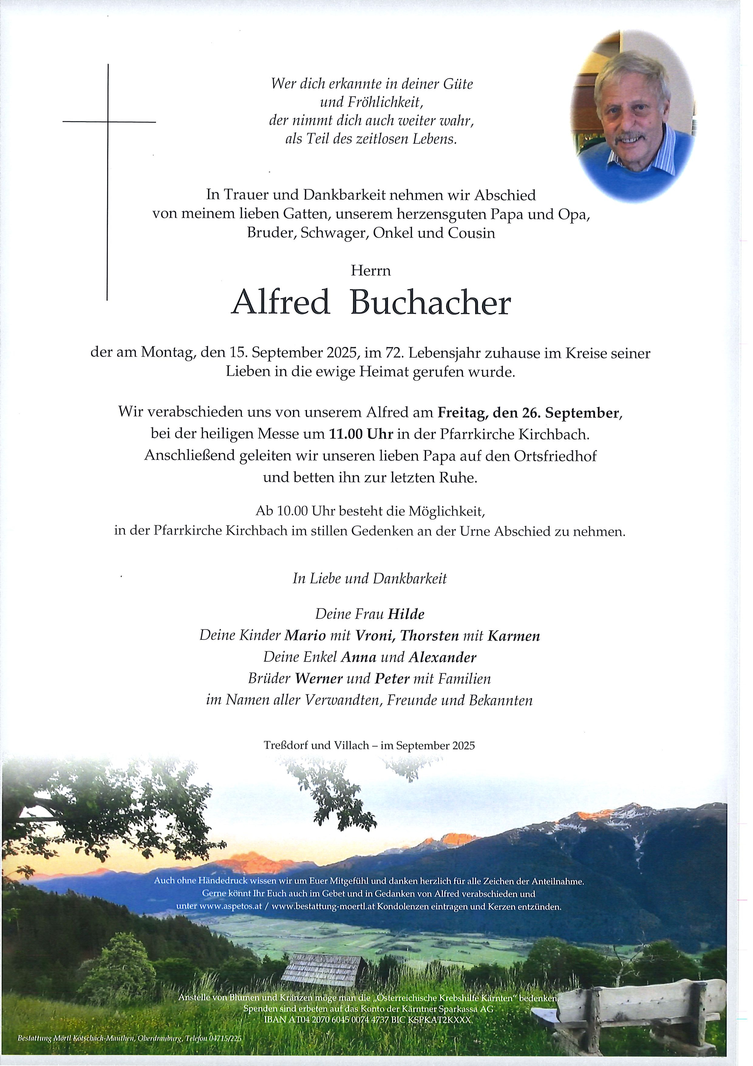 Traueranzeige von Alfred Buchacher