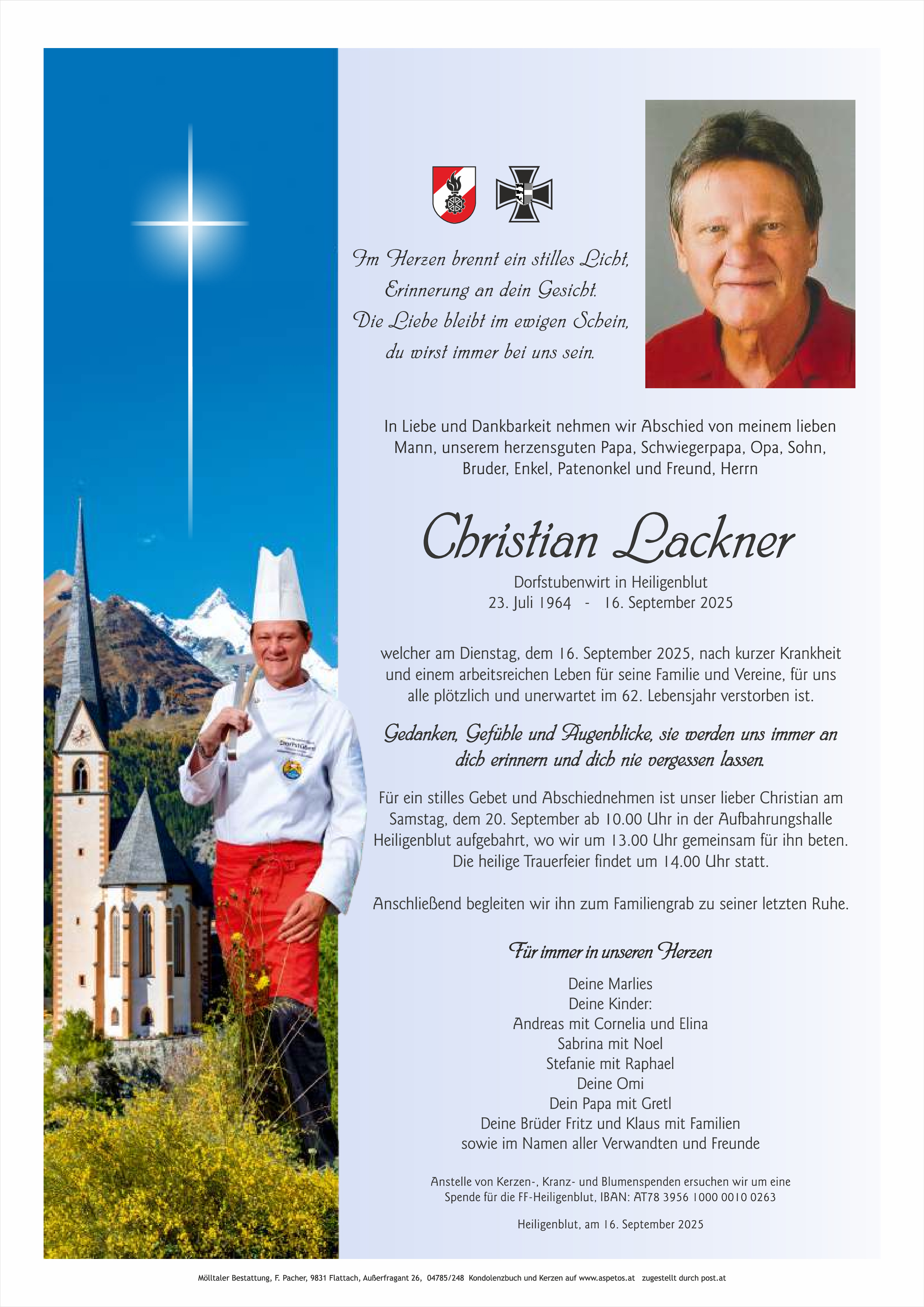 Traueranzeige von Christian Lackner