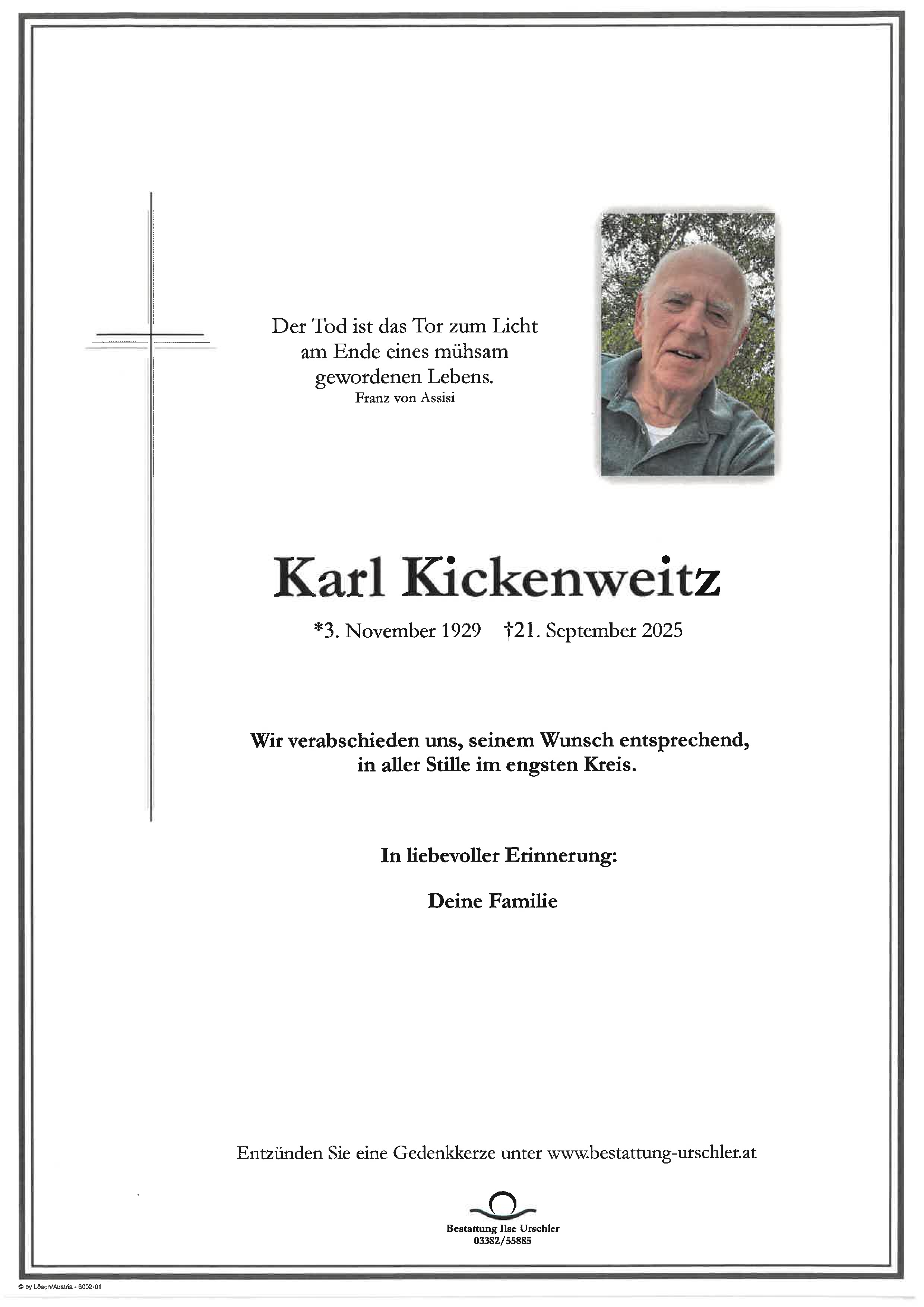 Traueranzeige von Karl Kickenweitz