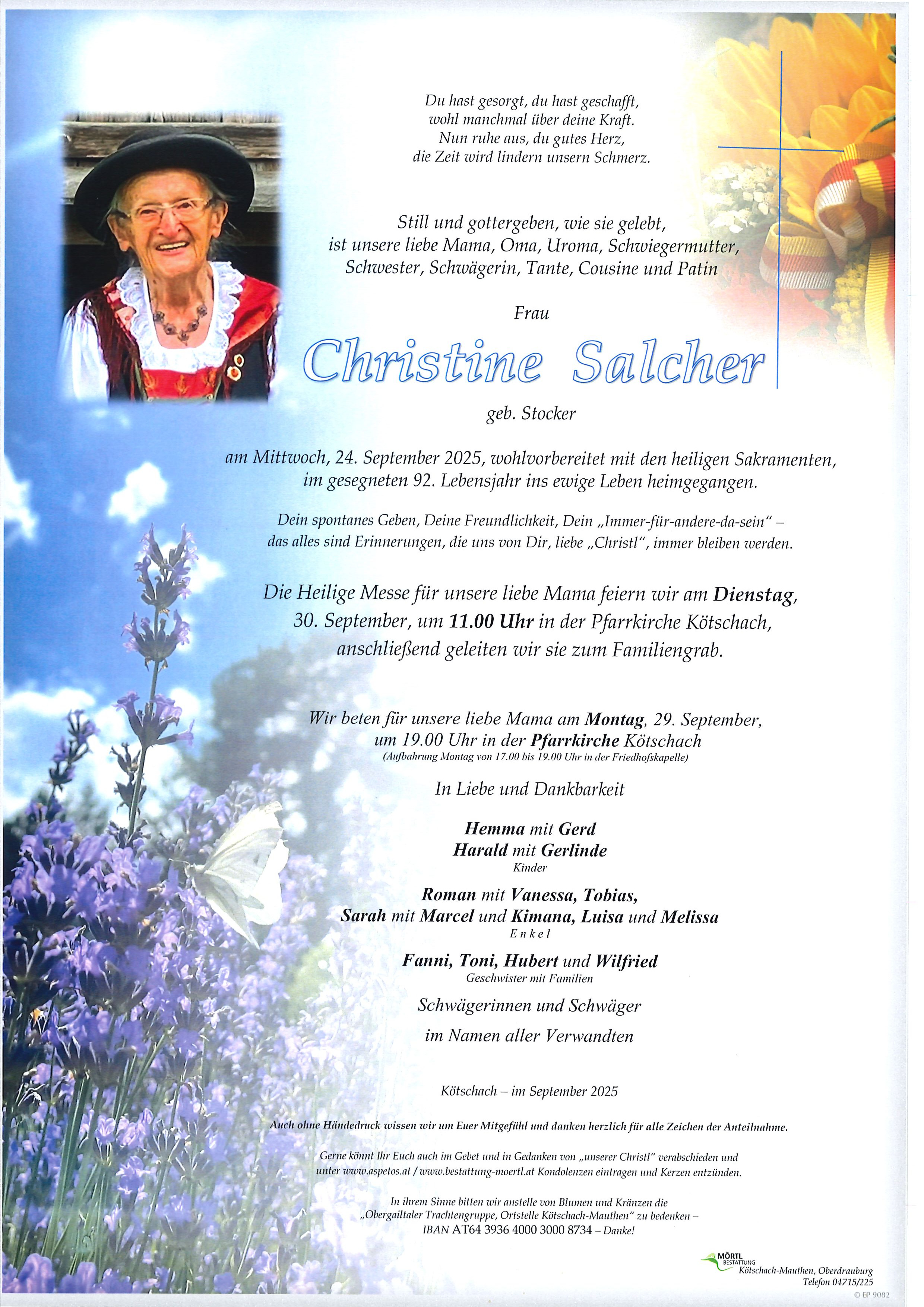 Traueranzeige von Christine Salcher
