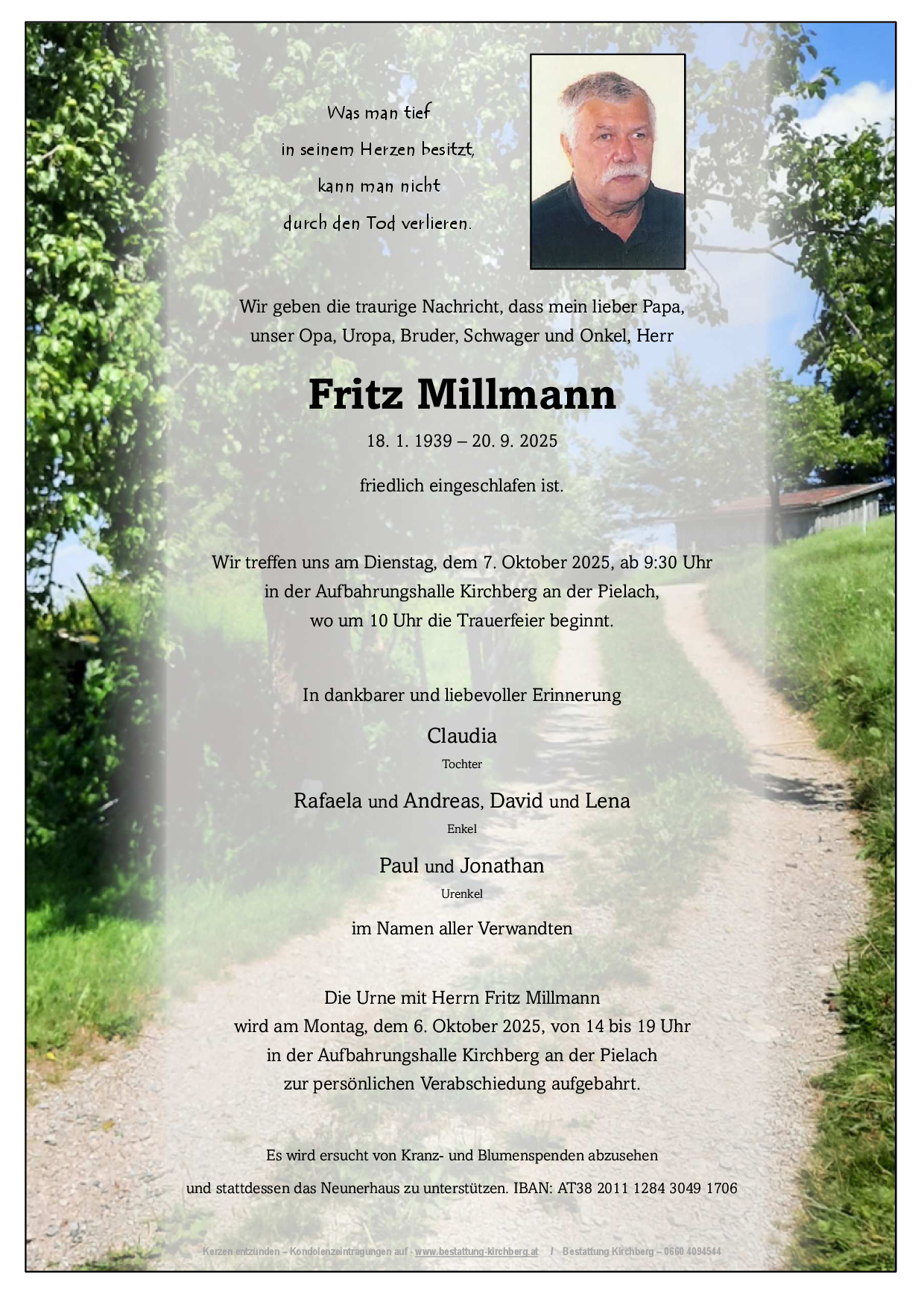 Traueranzeige von Friedrich Millmann