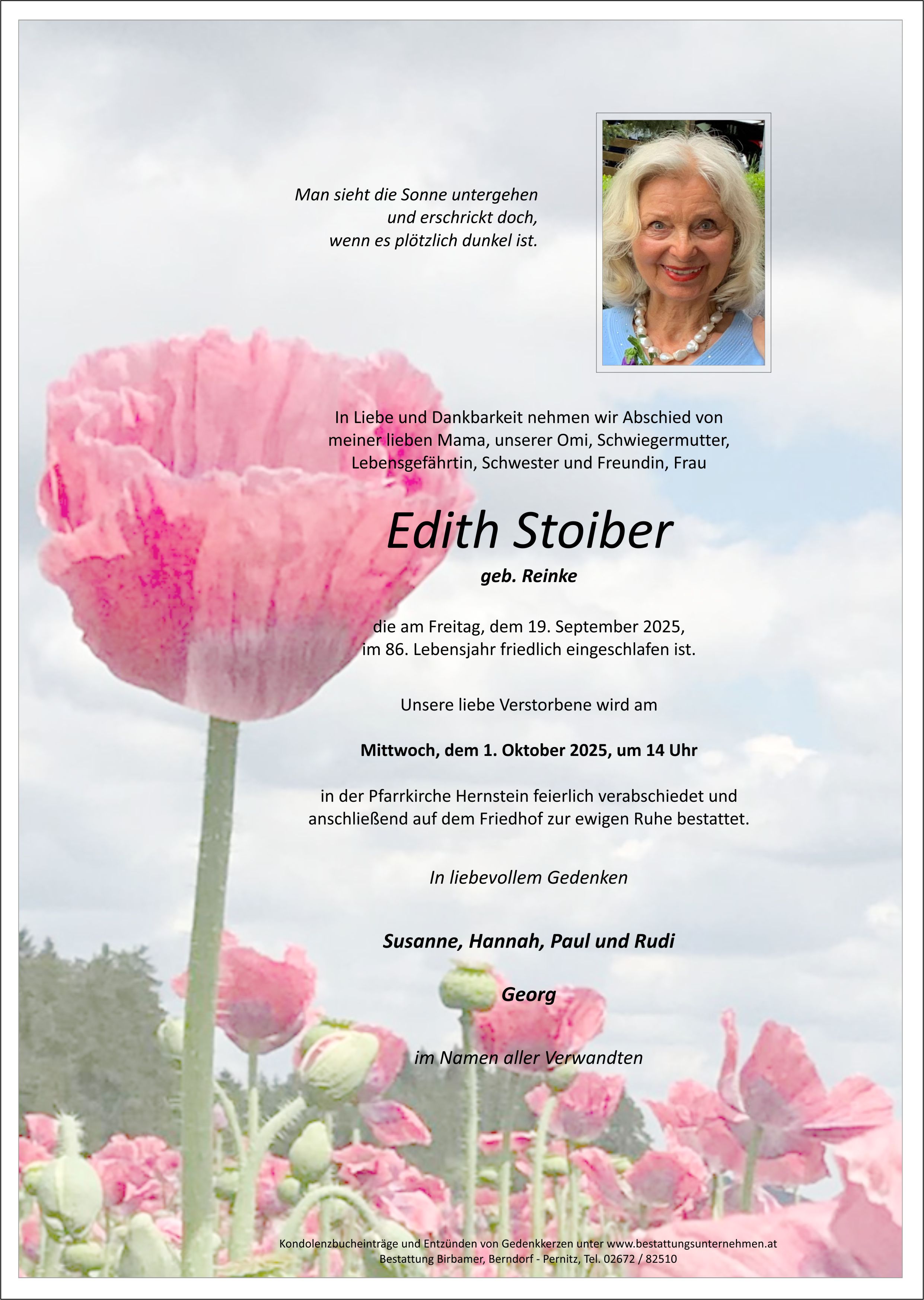 Traueranzeige von Edith Stoiber
