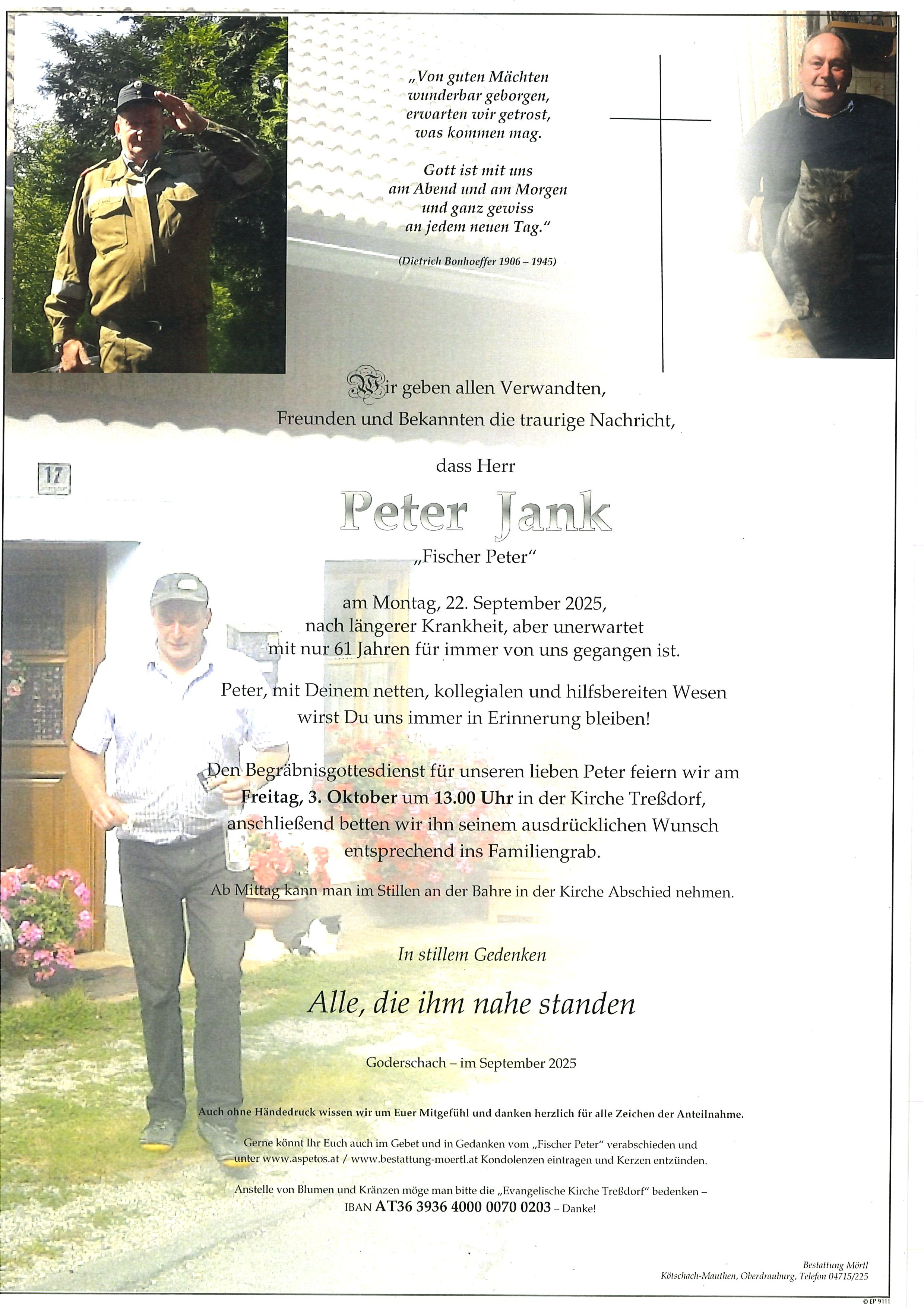 Traueranzeige von Peter Jank
