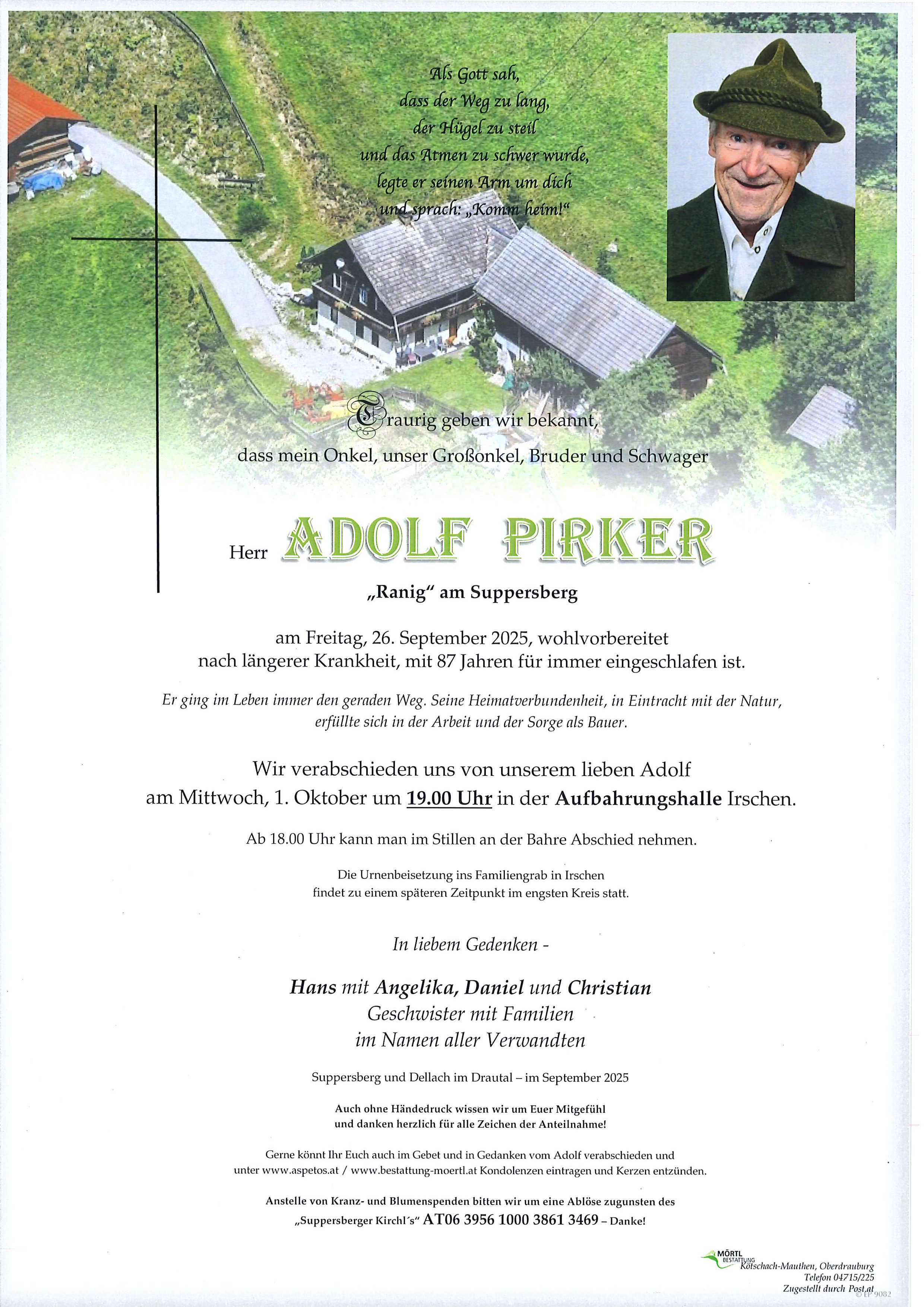 Traueranzeige von Adolf Pirker