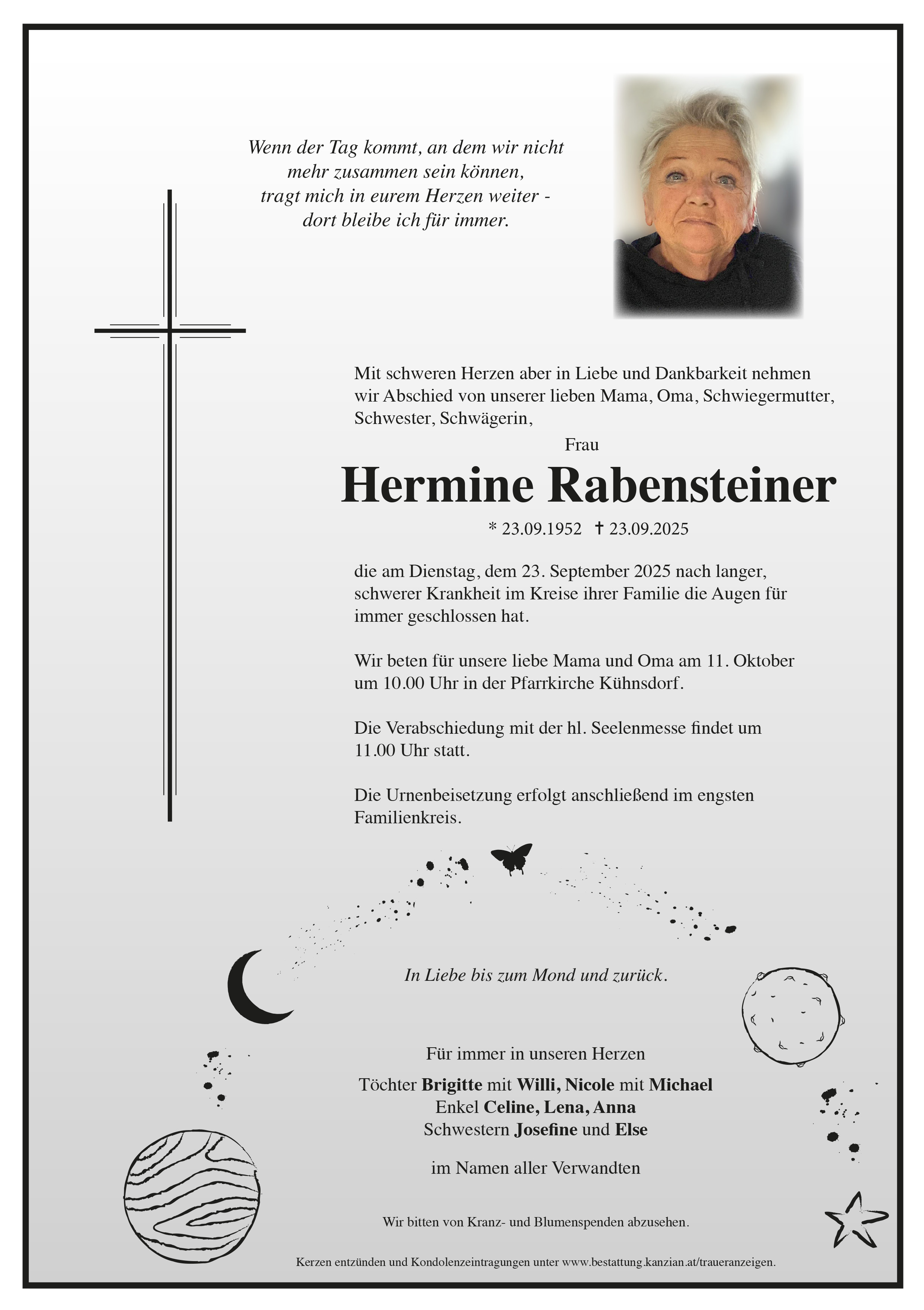 Traueranzeige von Hermine Rabensteiner