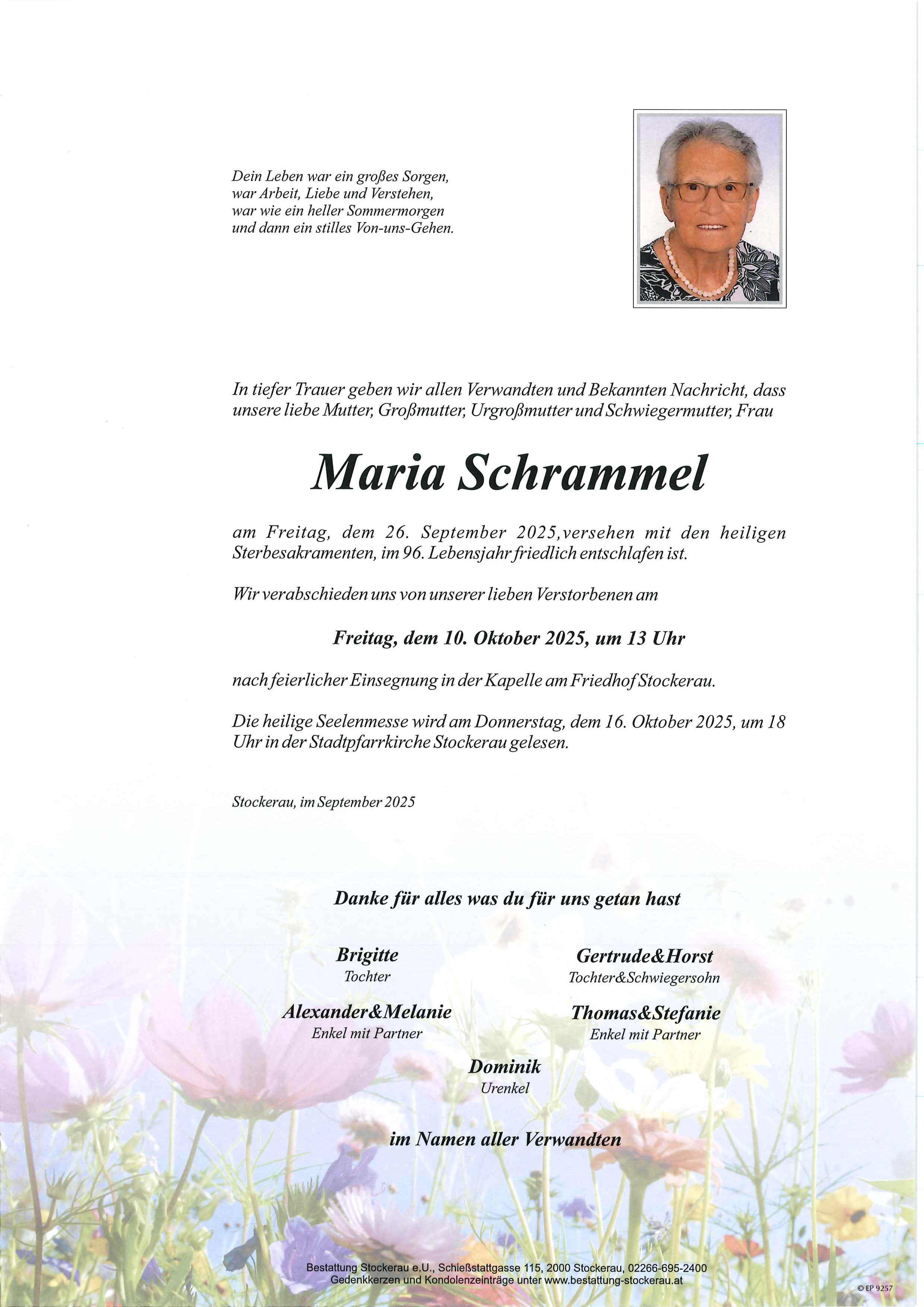 Traueranzeige von Maria Schrammel