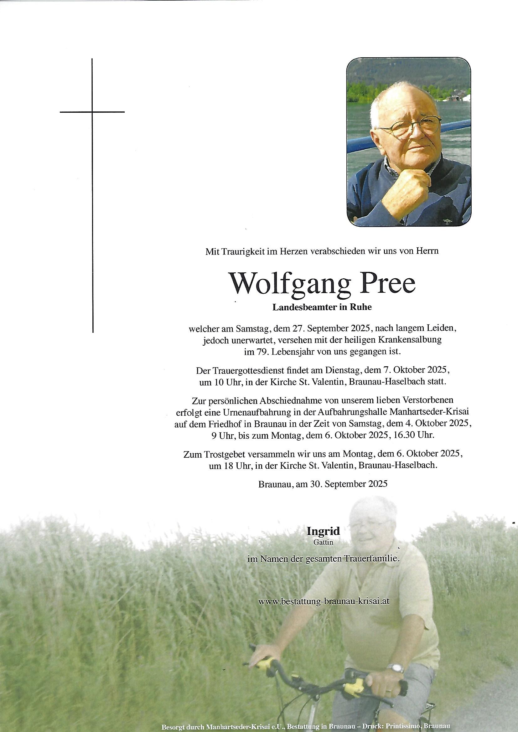 Traueranzeige von Wolfgang Pree