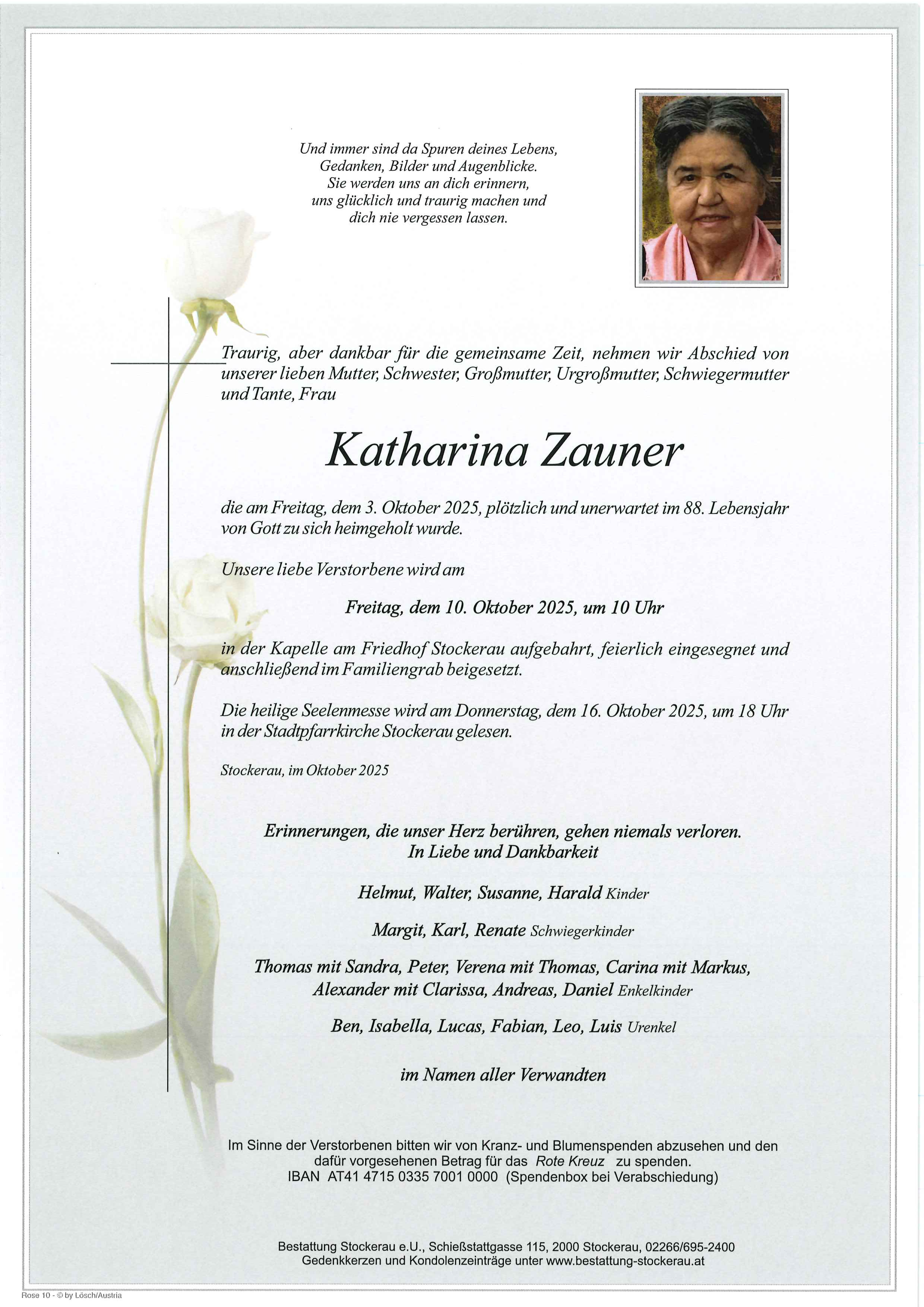 Traueranzeige von Katharina Zauner