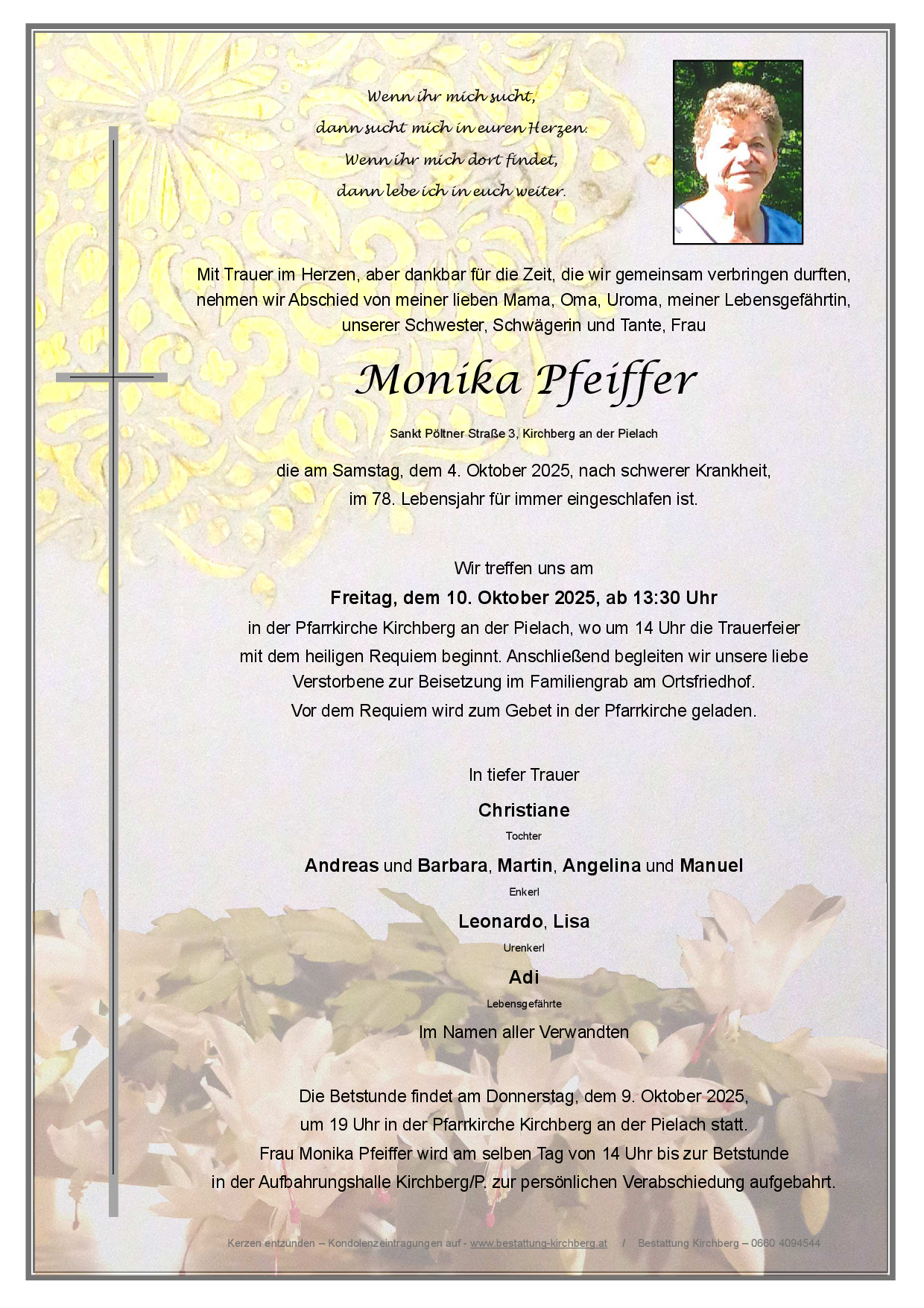 Traueranzeige von Monika Pfeiffer