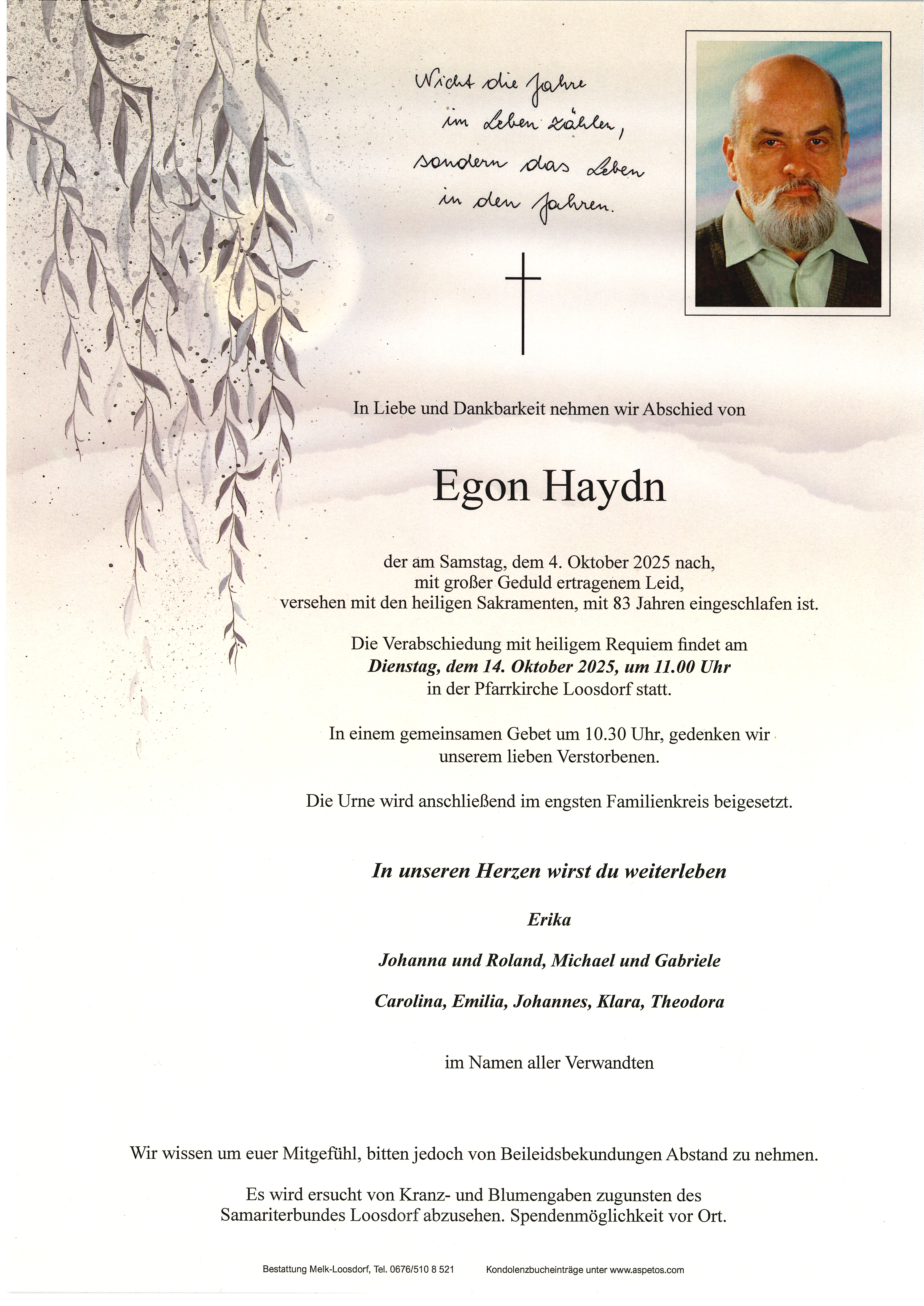 Traueranzeige von Egon Haydn