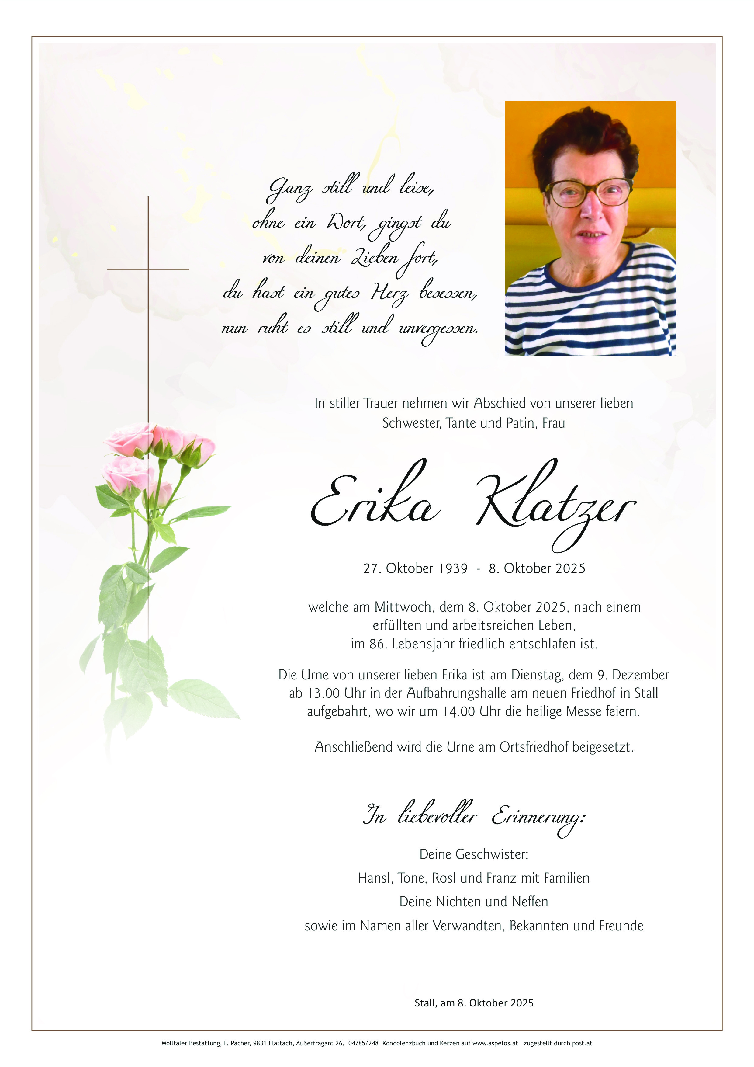 Traueranzeige von Erika Klatzer
