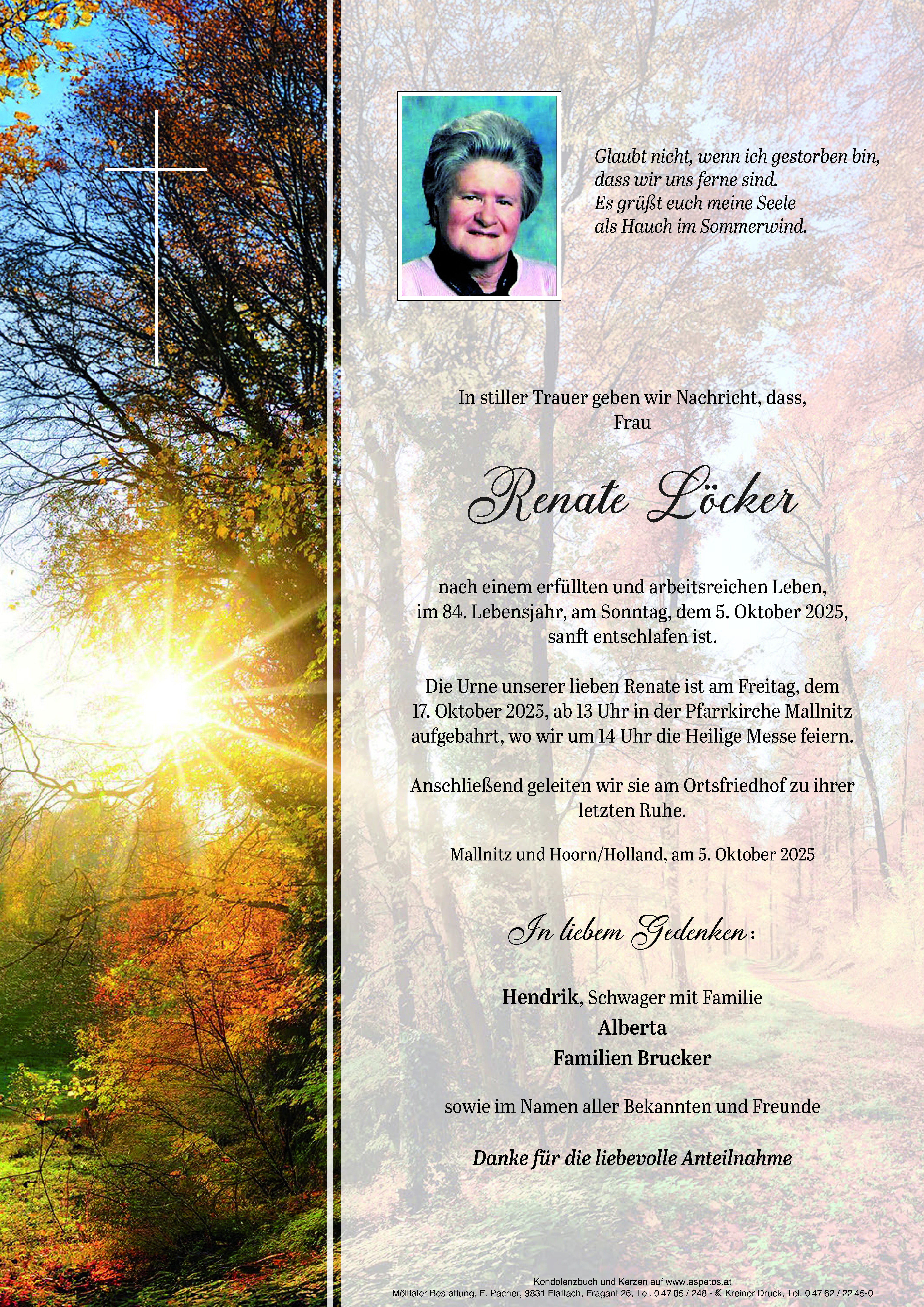 Traueranzeige von Renate Löcker