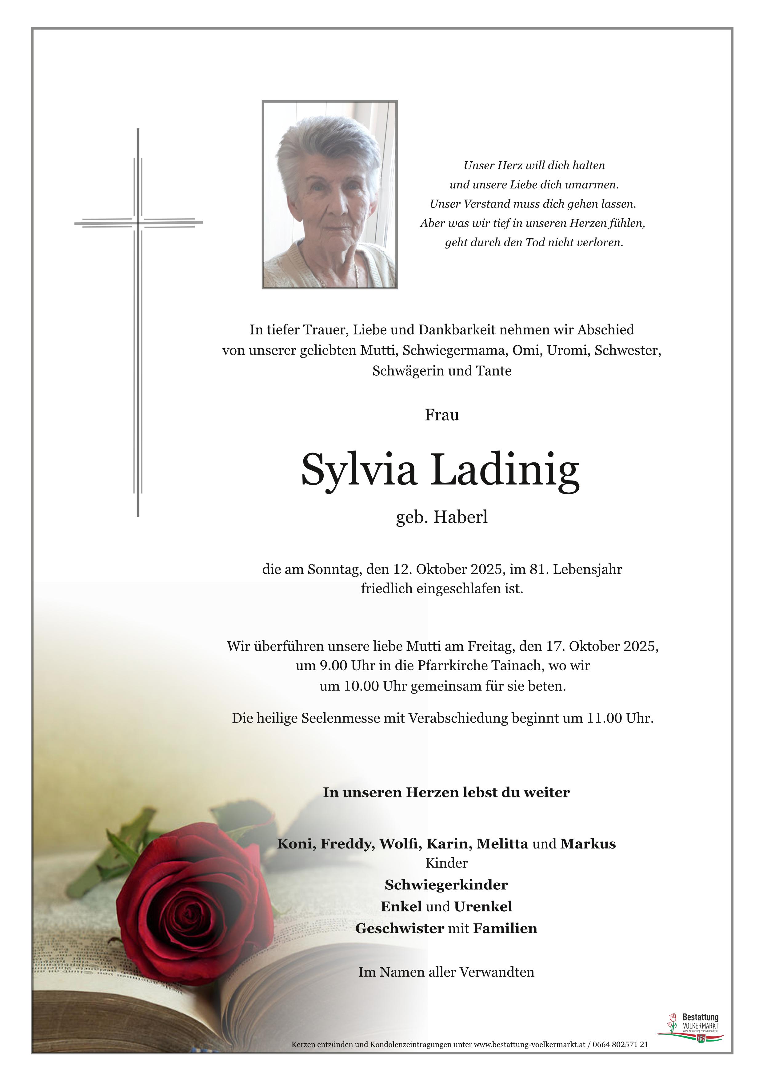Traueranzeige von Sylvia Ladinig