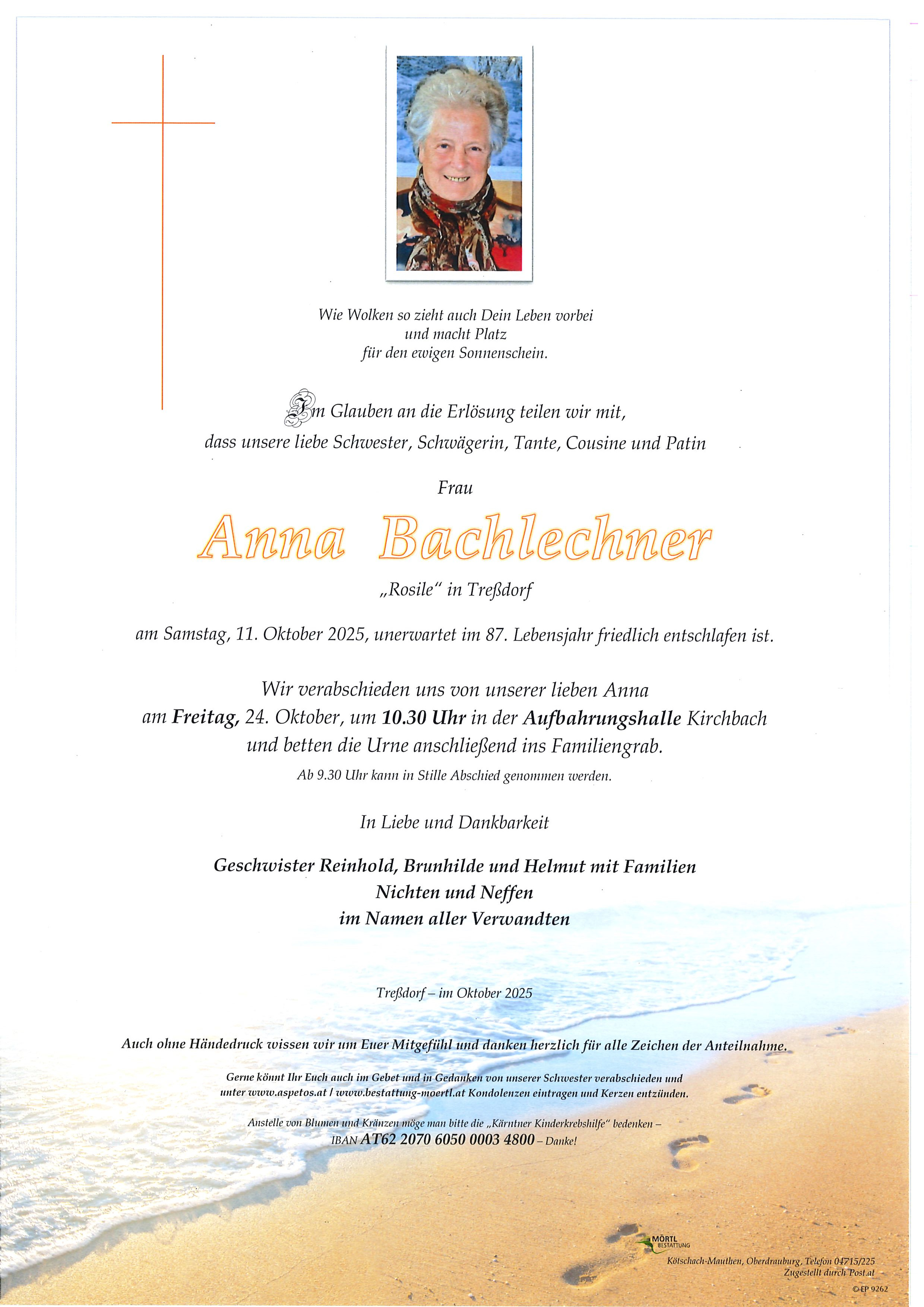 Traueranzeige von Anna Bachlechner