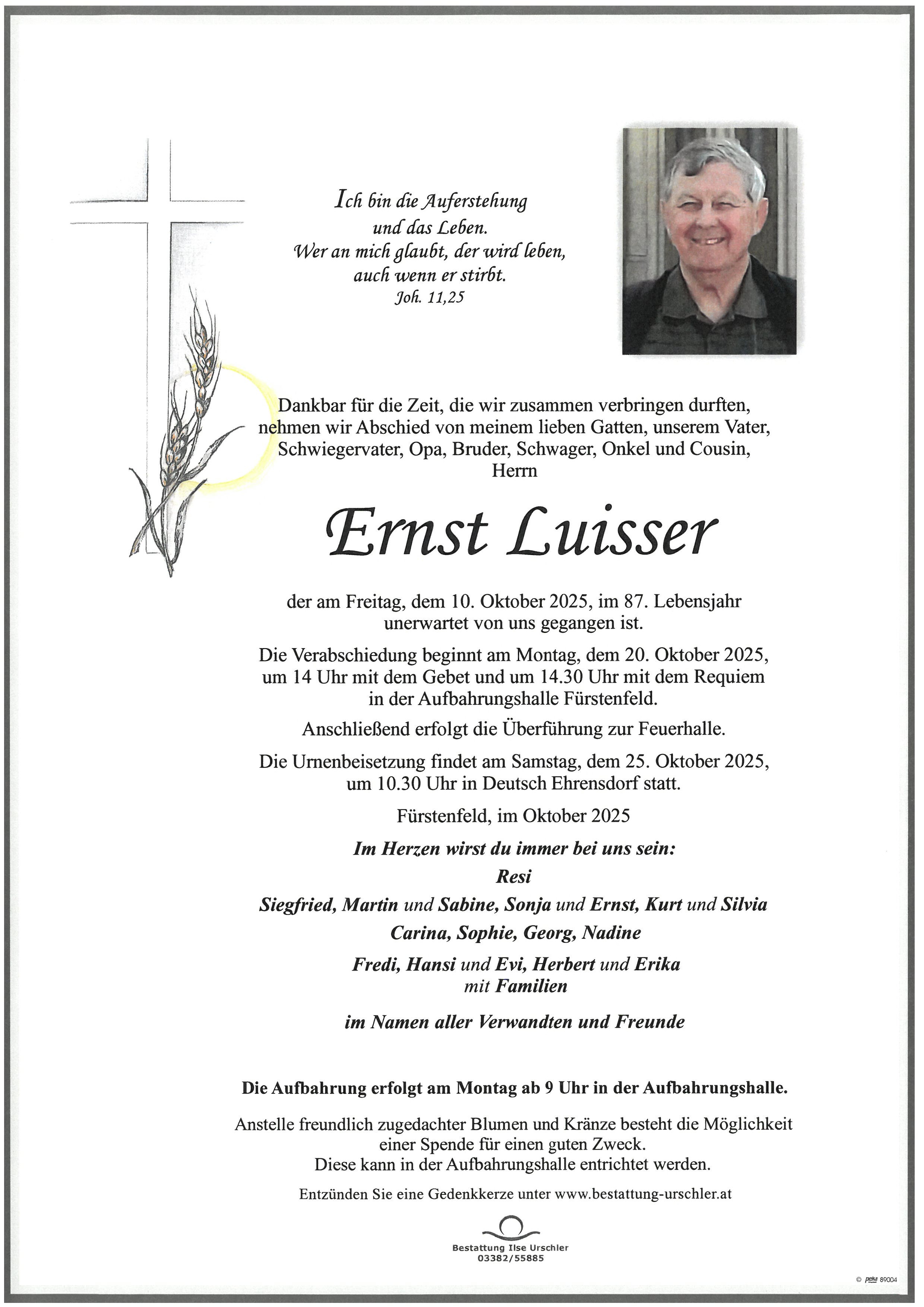 Traueranzeige von Ernst Luisser