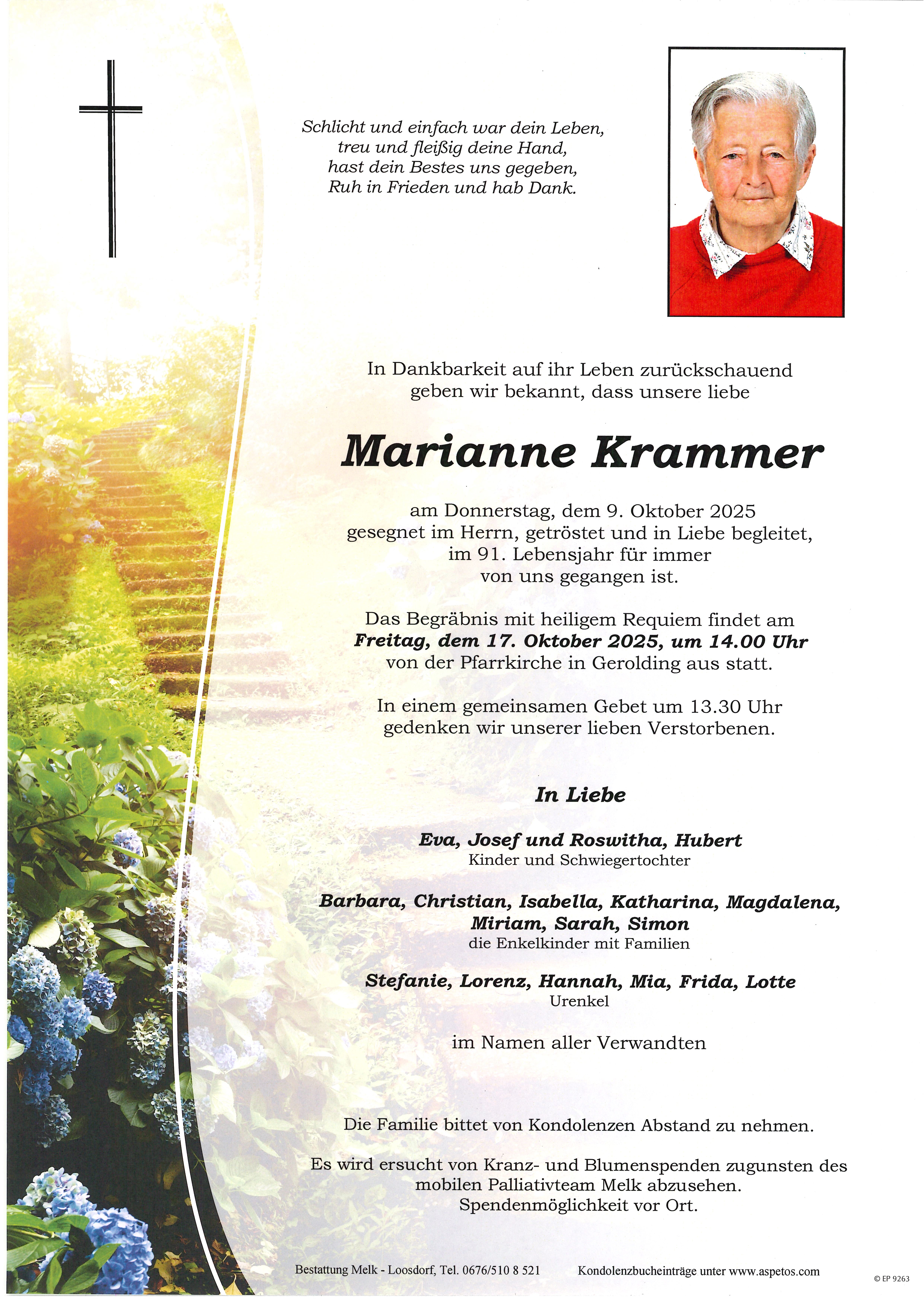 Traueranzeige von Marianne Krammer