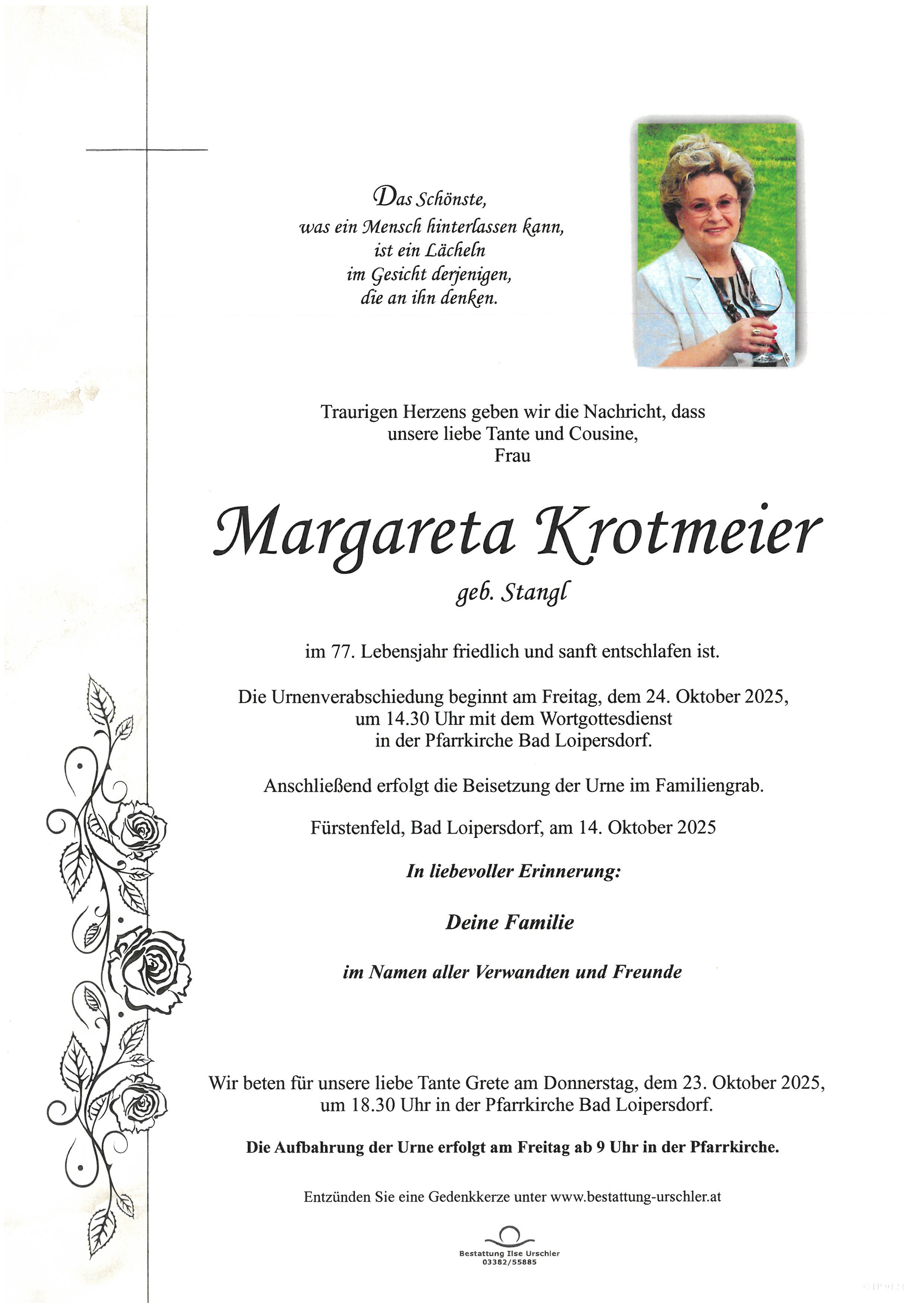 Traueranzeige von Margareta Krotmeier
