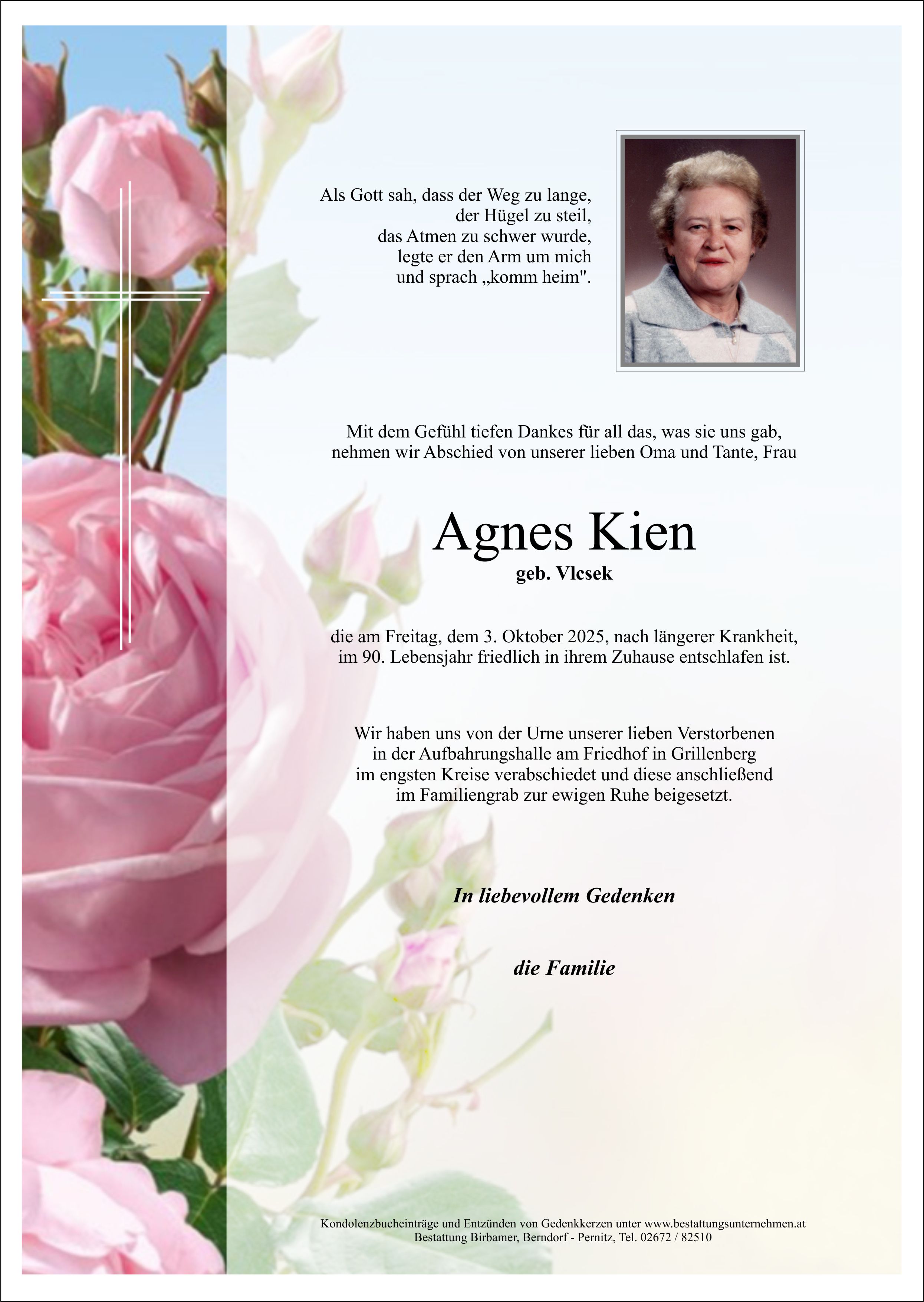 Traueranzeige von Agnes Kien