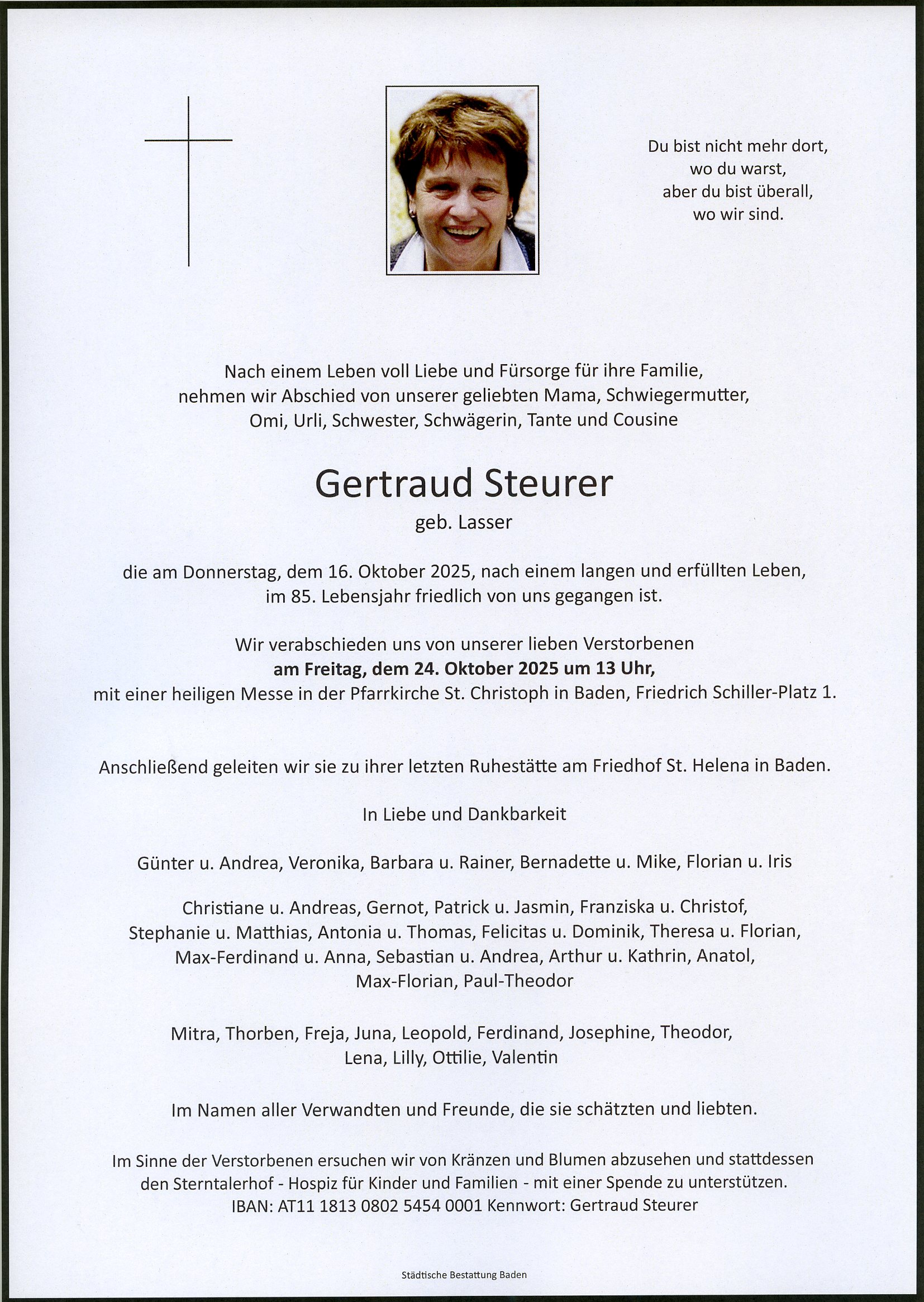 Traueranzeige von Gertraud Steurer