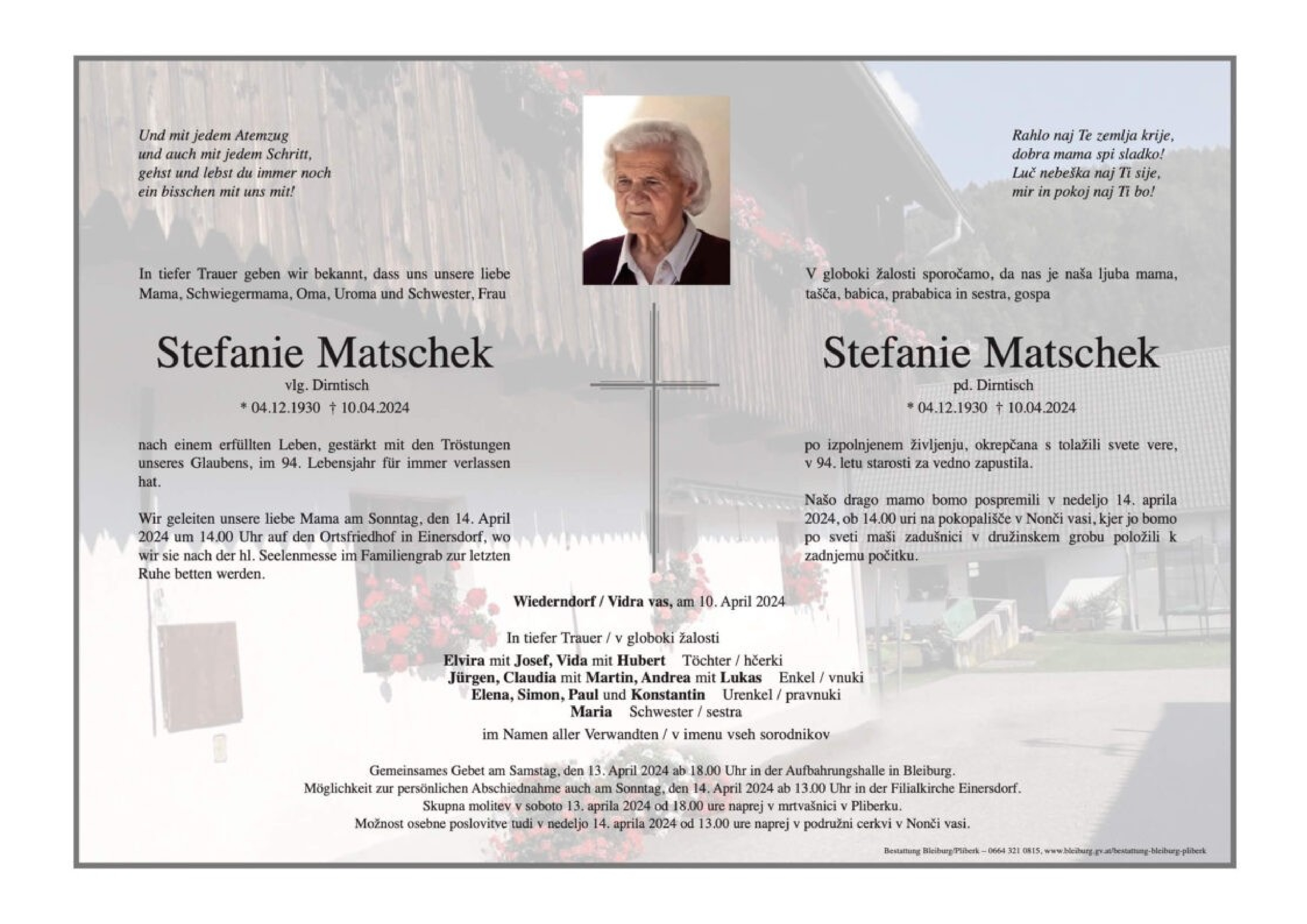 Traueranzeige von Stefanie Matschek